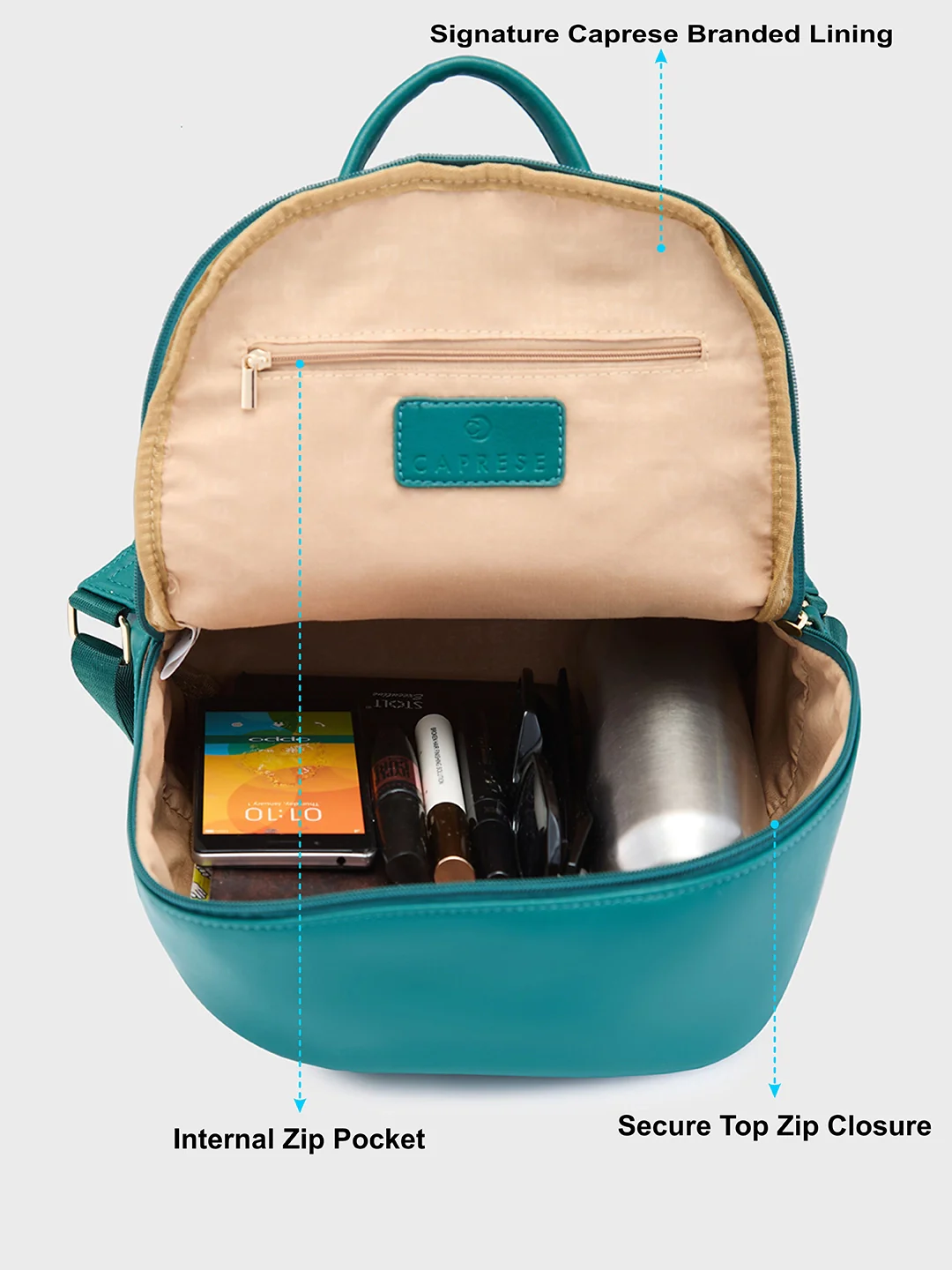 Caprese Merlin Medium Bottle Green Backpack - Image 8