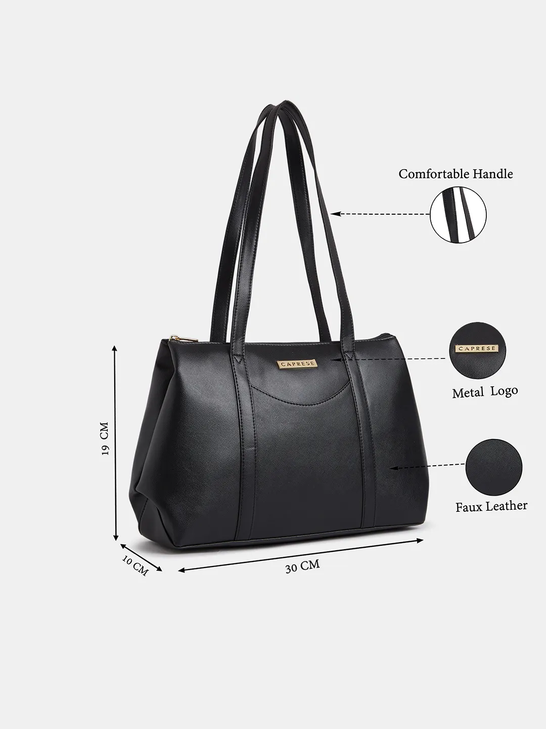 Caprese Meta Small Black Tote Bag - Image 3