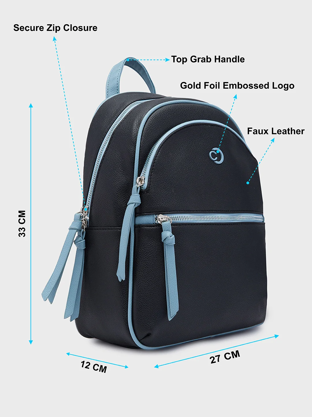 Caprese Mia Medium Black Backpack - Image 4