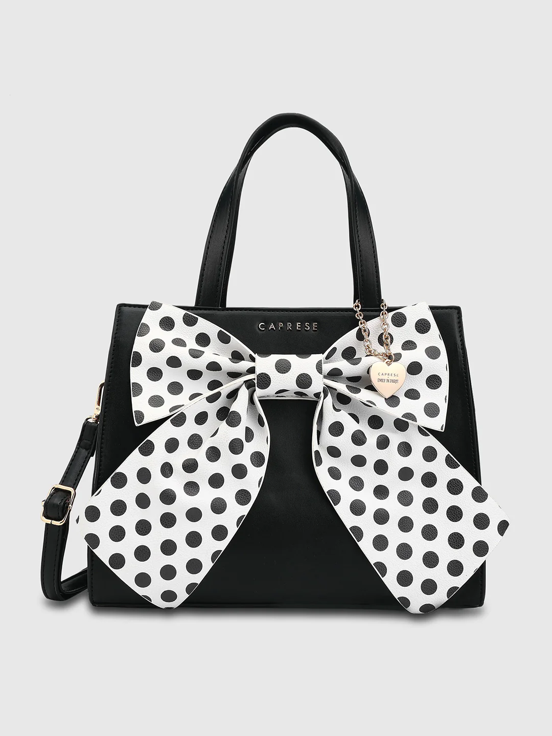 Caprese Mia Medium Black Satchel Bag - Image 2