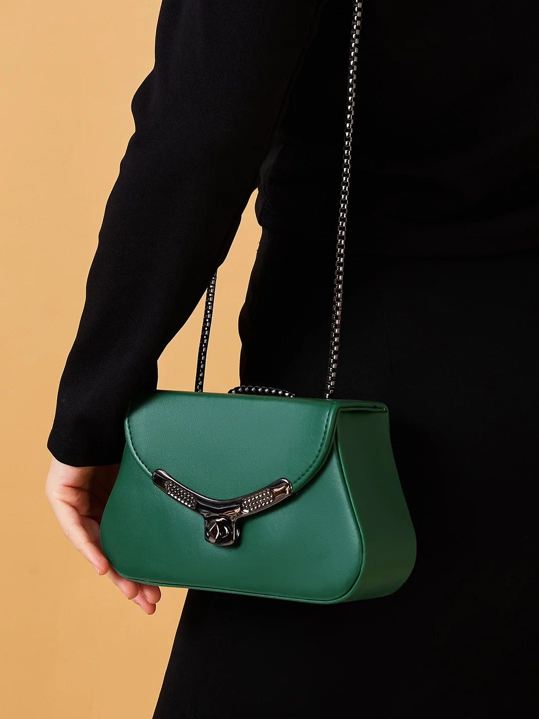 Caprese Miko Medium Dark Green Sling Bag - Image 10