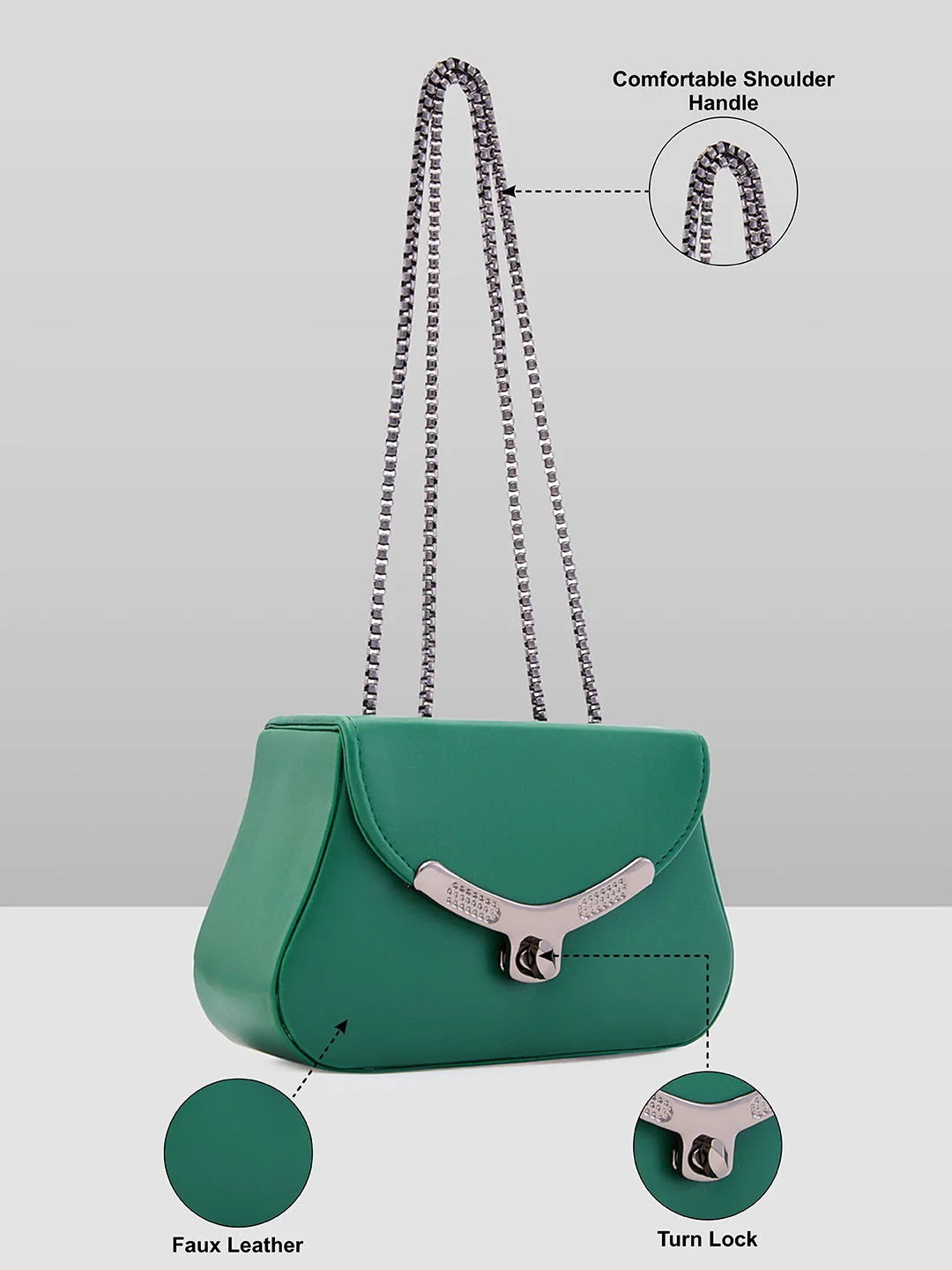 Caprese Miko Medium Dark Green Sling Bag - Image 6