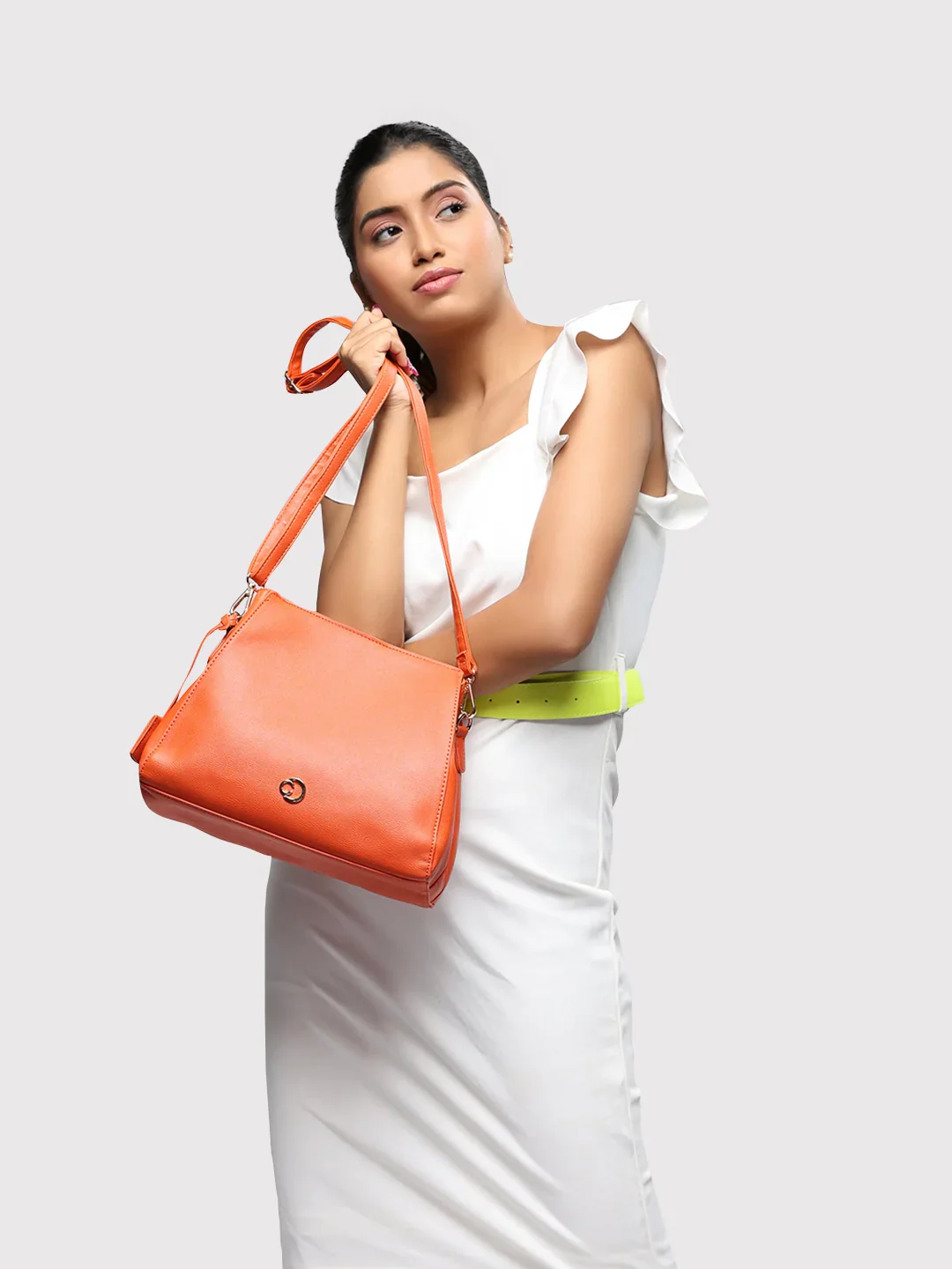 Caprese Milan Small Orange Satchel Bag - Image 13