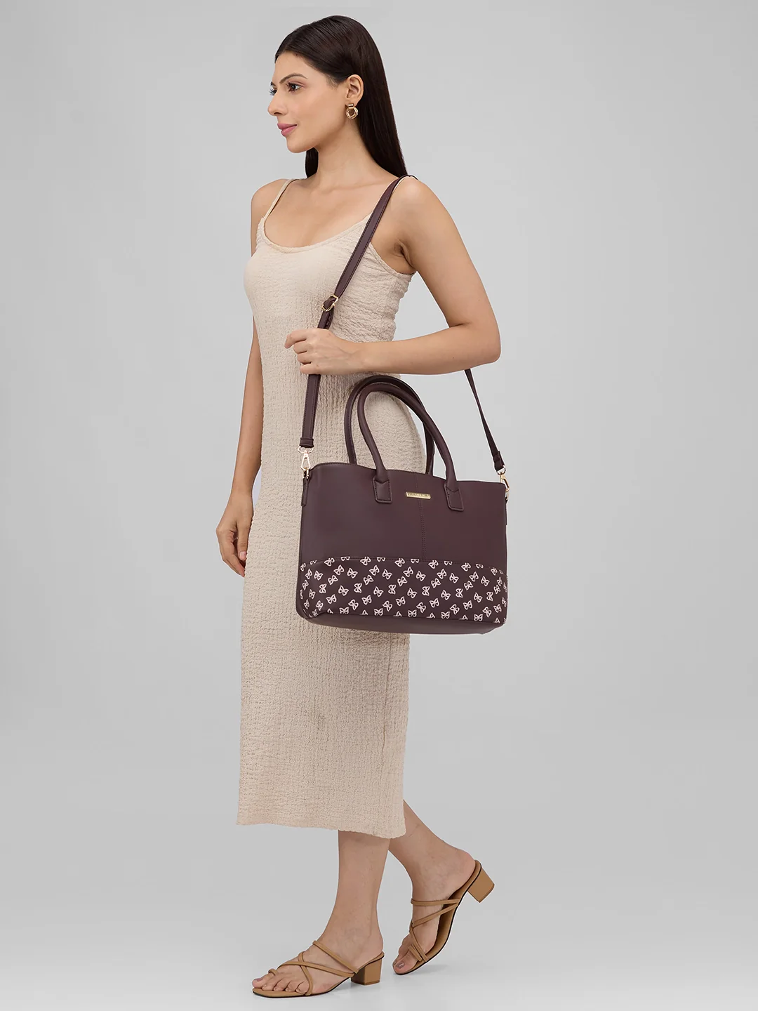 Caprese Milly Large Choco Brown Satchel Bag - Image 7