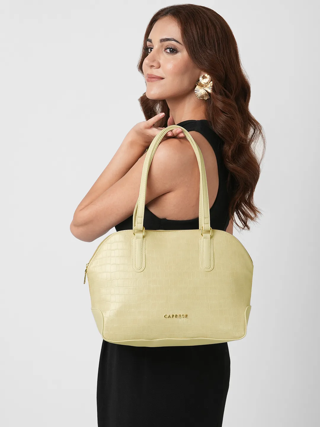Caprese Milo Medium Dark Beige Satchel Bag - Image 2
