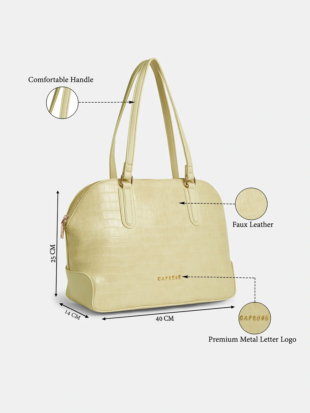 Caprese Milo Medium Dark Beige Satchel Bag - Image 3
