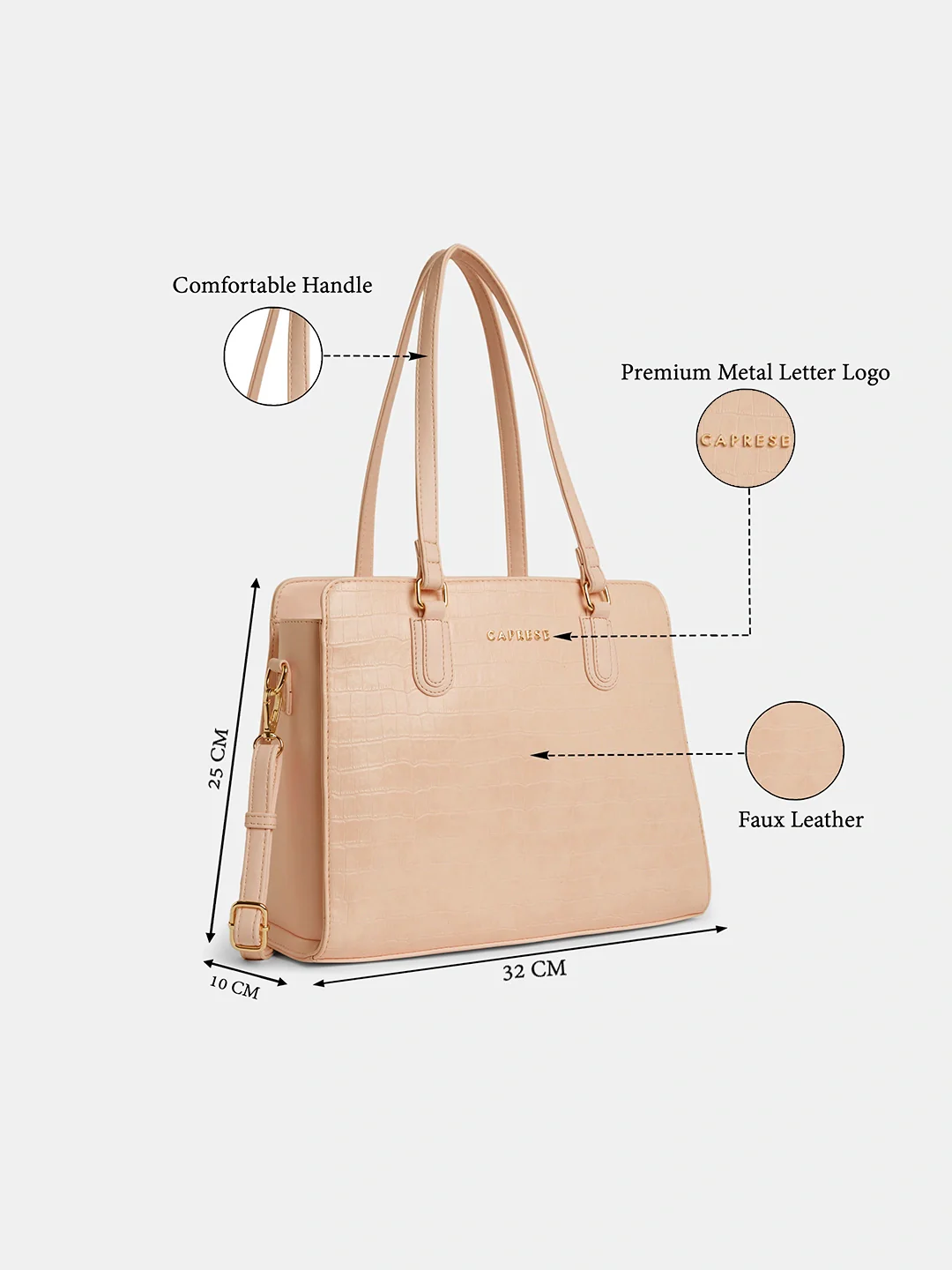 Caprese Milo Medium Powder Pink Tote Bag - Image 3