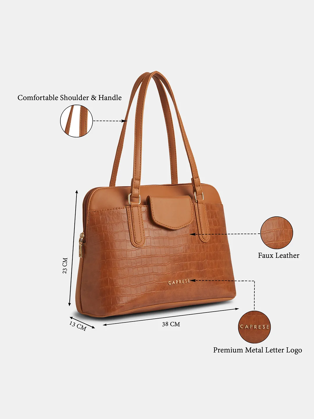 Caprese Milo Medium Tan Satchel Bag - Image 3