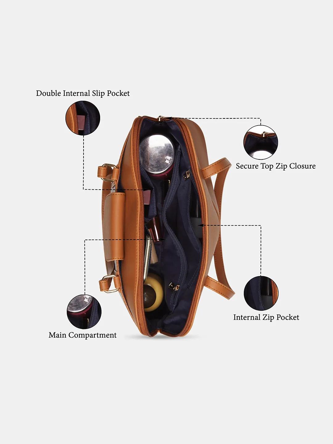Caprese Milo Medium Tan Satchel Bag - Image 4