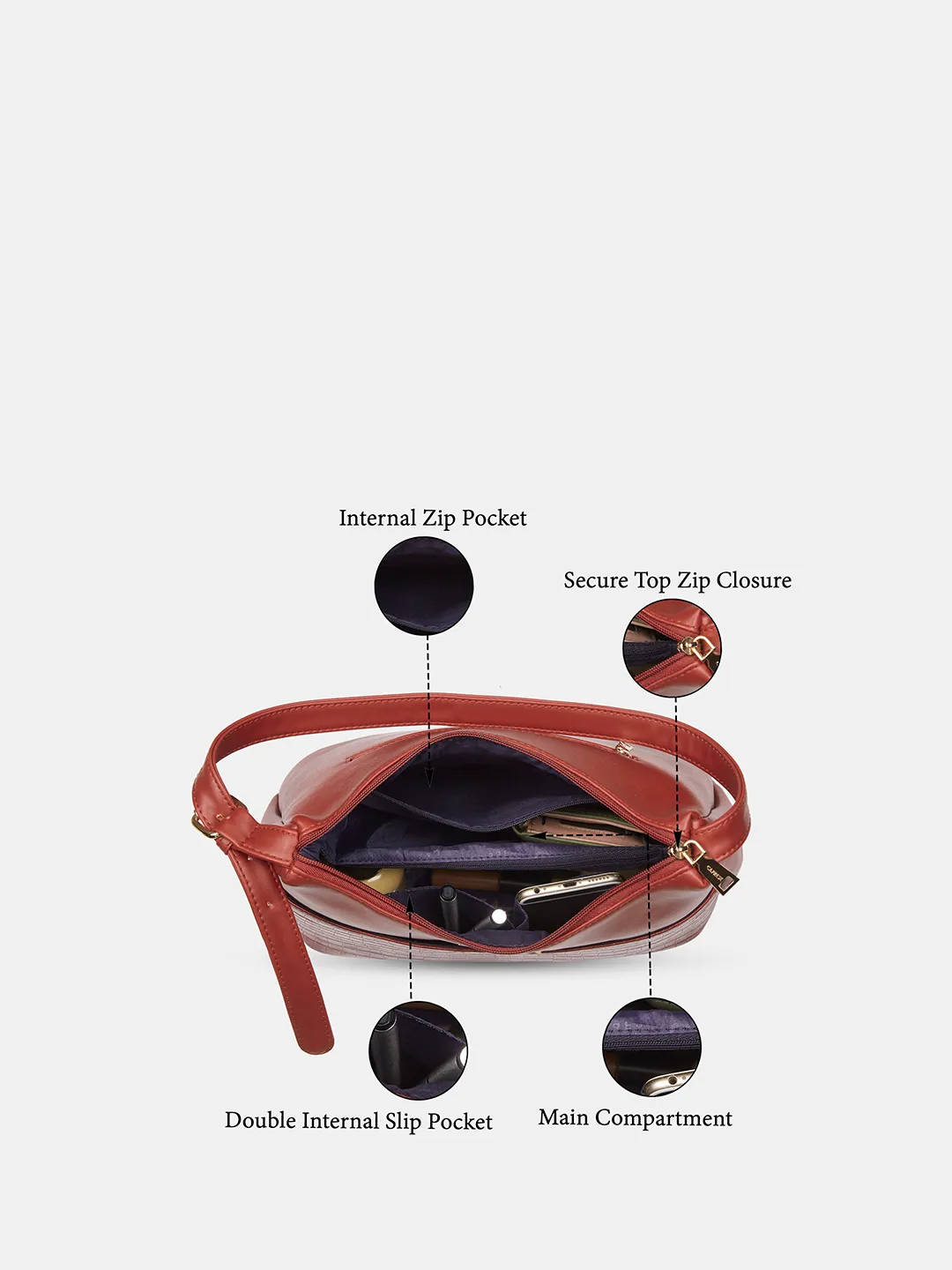 Caprese Minato Medium Cherry Red Hobo Bag - Image 4