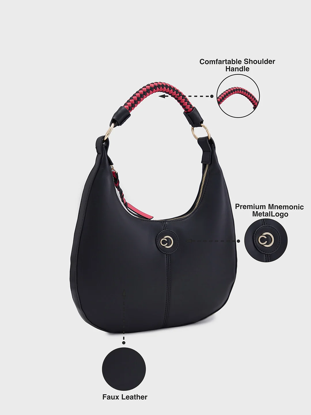 Caprese Mindy Medium Black Hobo Bag - Image 4