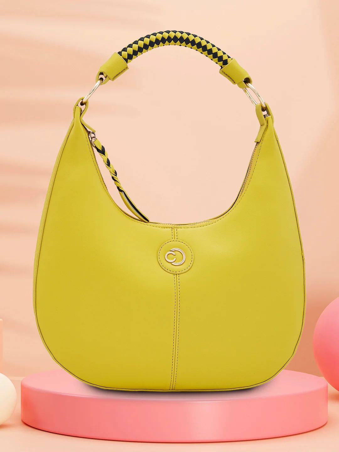 Caprese Mindy Medium Cyber Lime Hobo Bag - Image 2