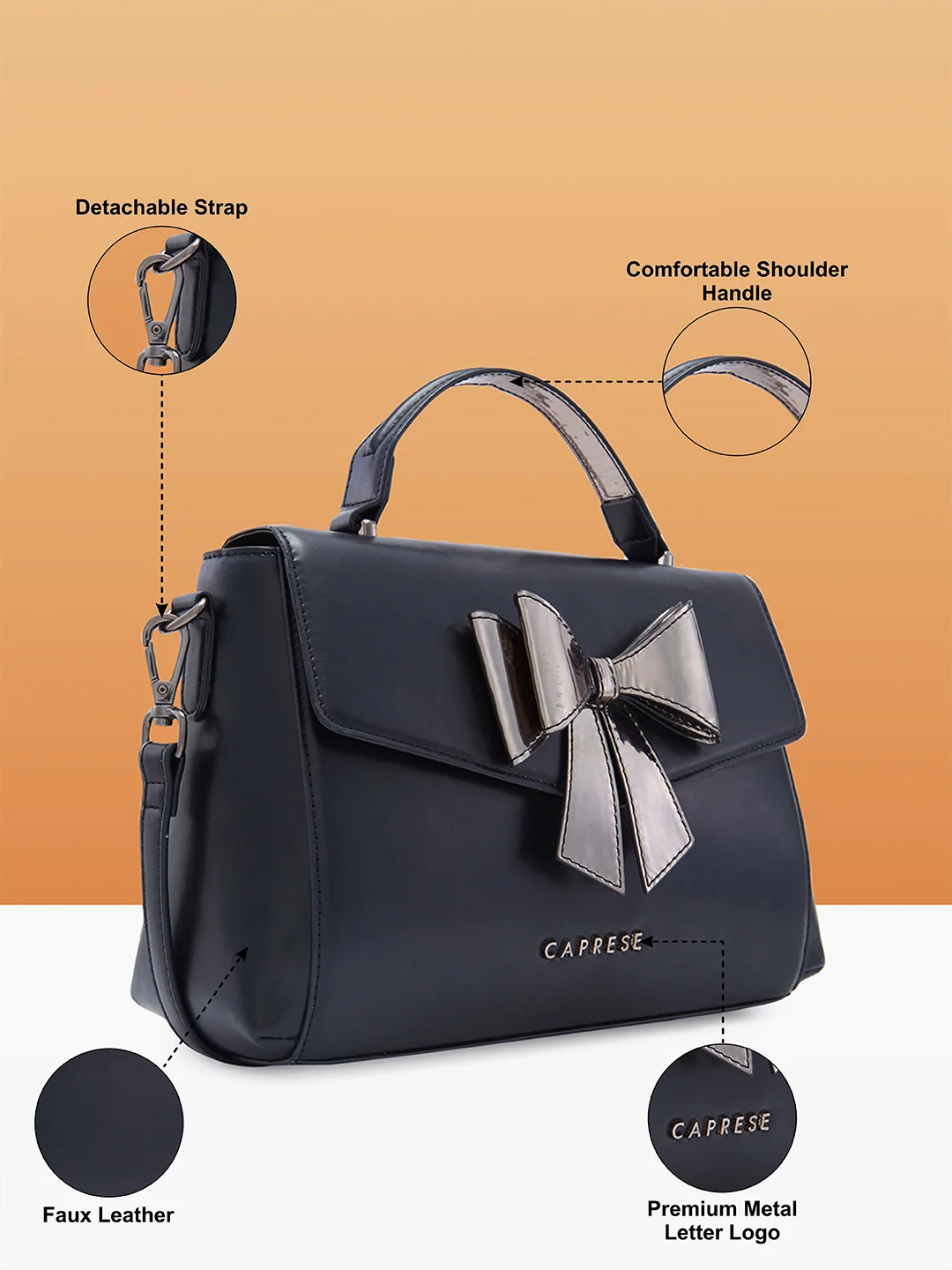 Caprese Mindy Small Black Satchel Bag - Image 6