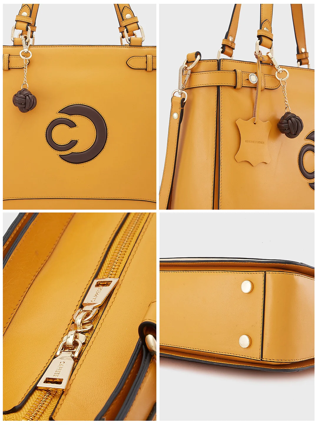 Caprese Minimal Formal Large Yellow Tote Bag - Image 10