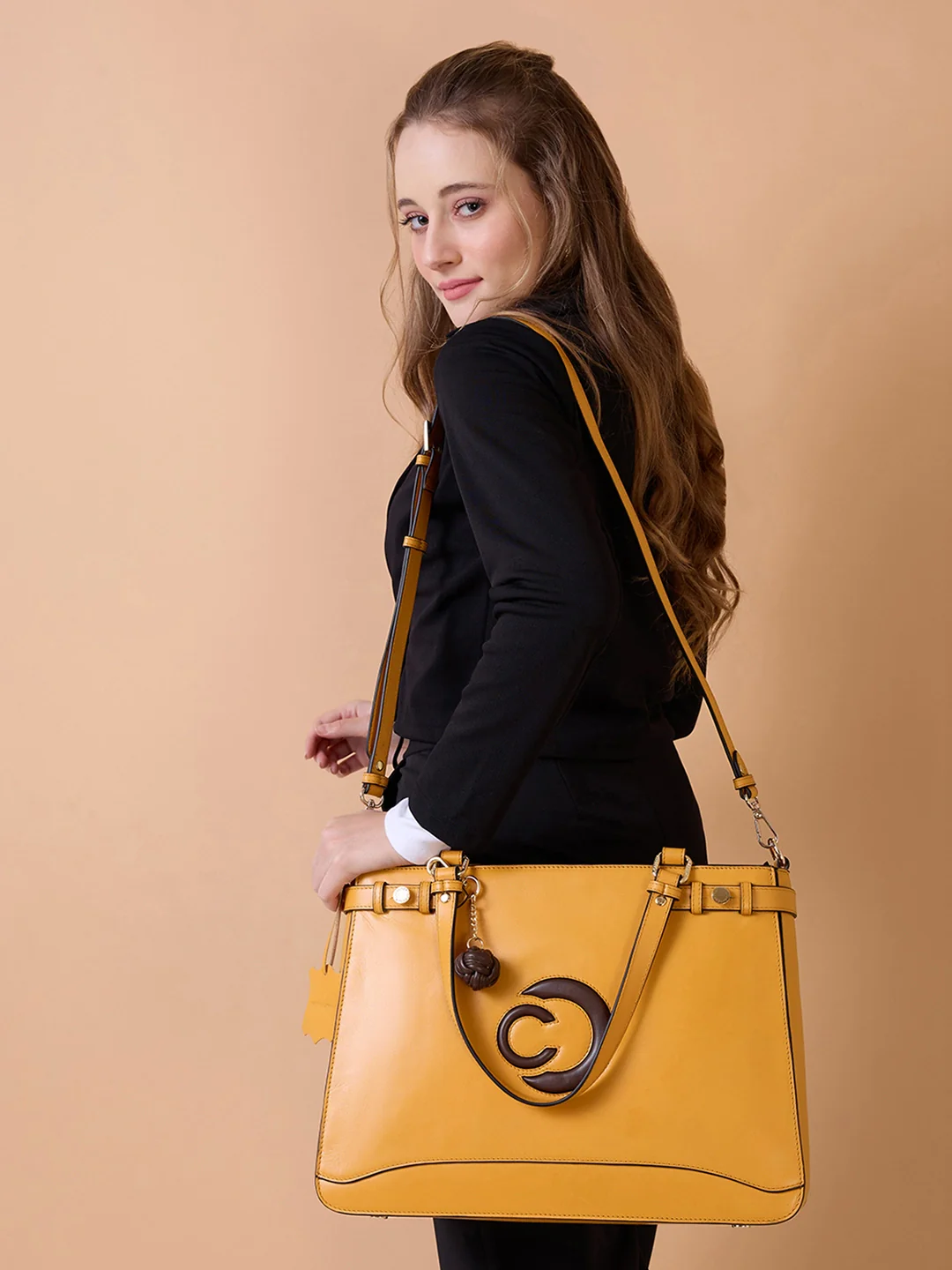 Caprese Minimal Formal Large Yellow Tote Bag - Image 3
