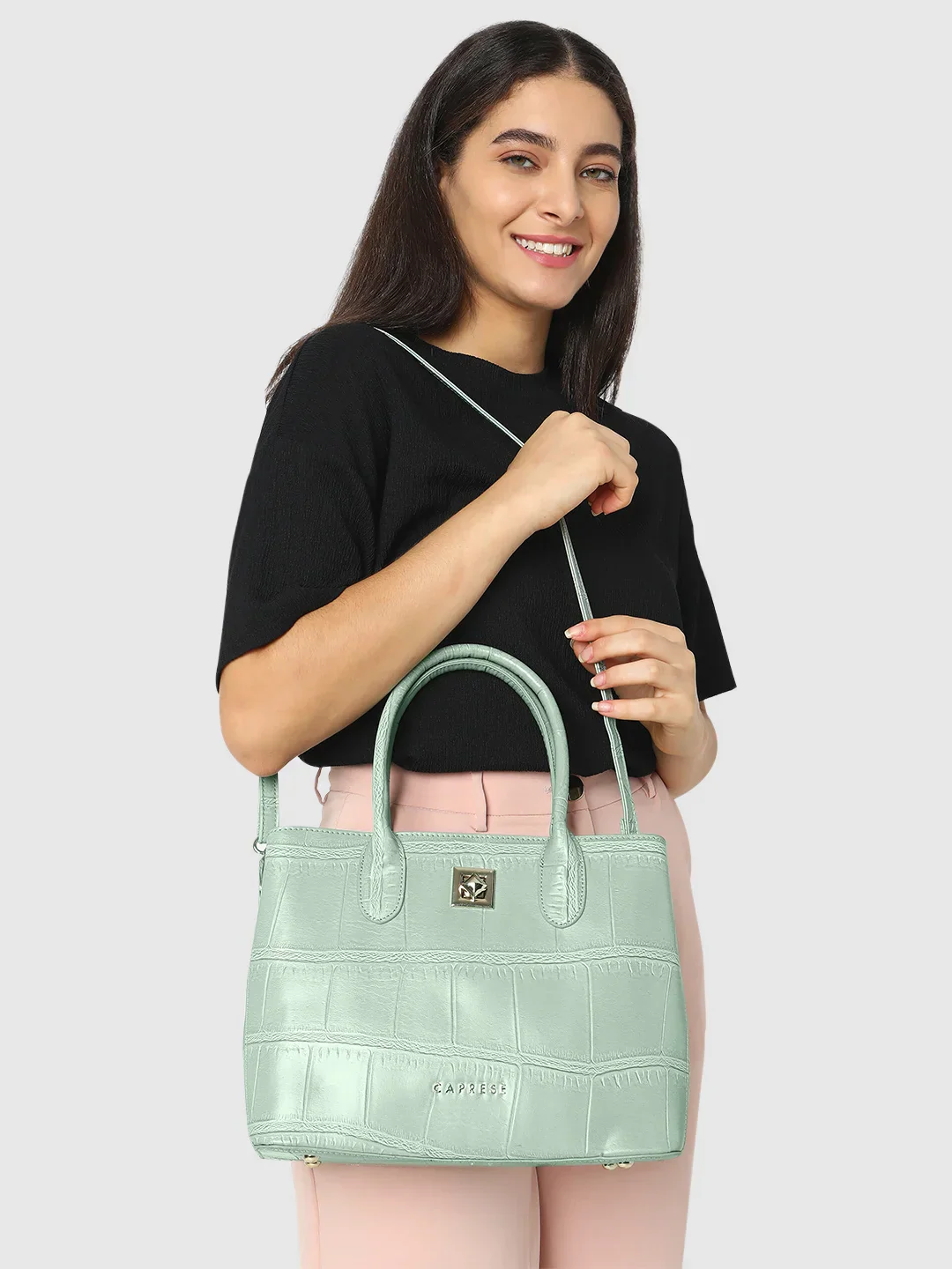 Caprese Mink Small Mint Satchel Bag - Image 11