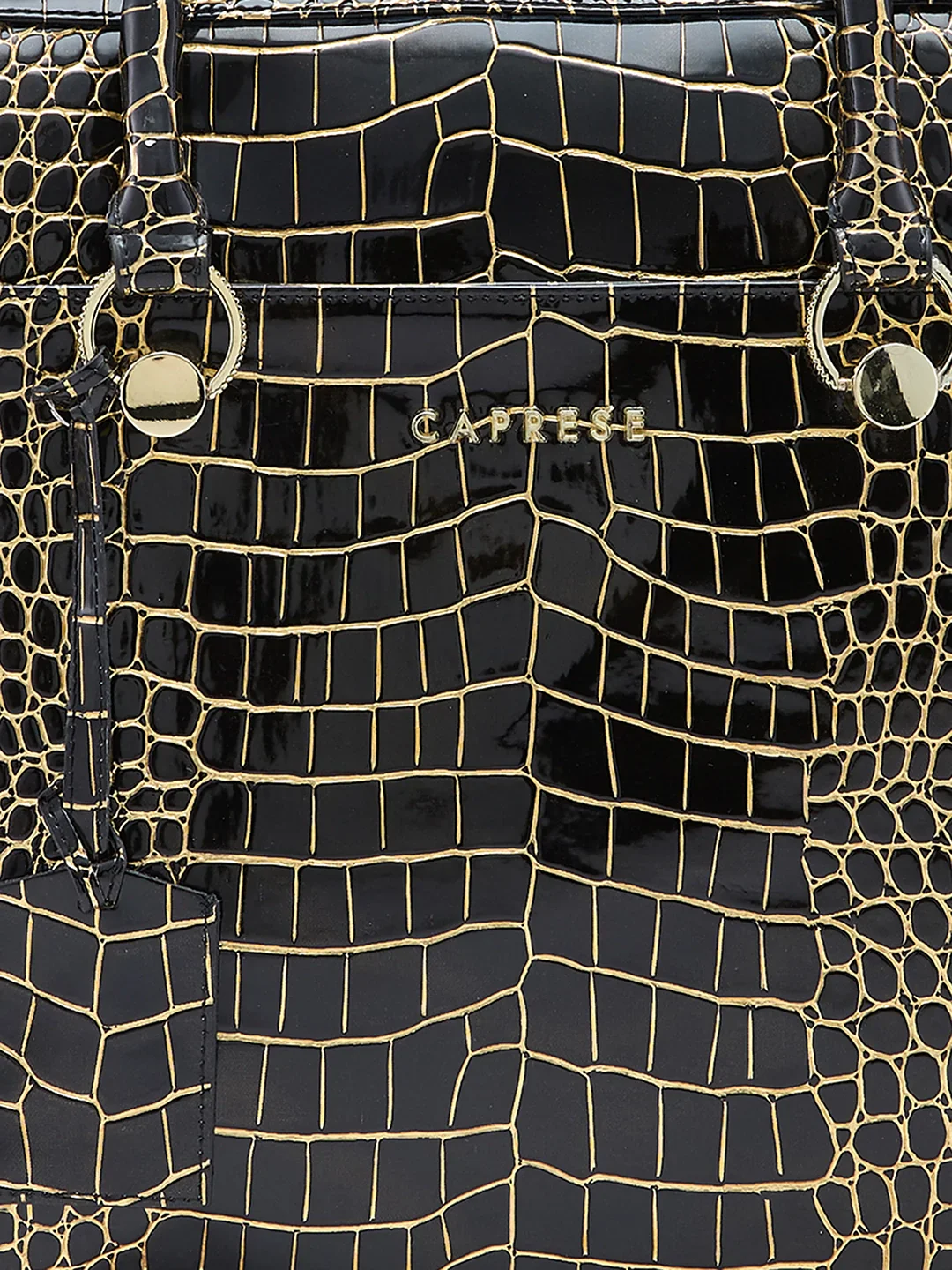Caprese Miranda Large Black Croco Office Laptop Bag - Image 10