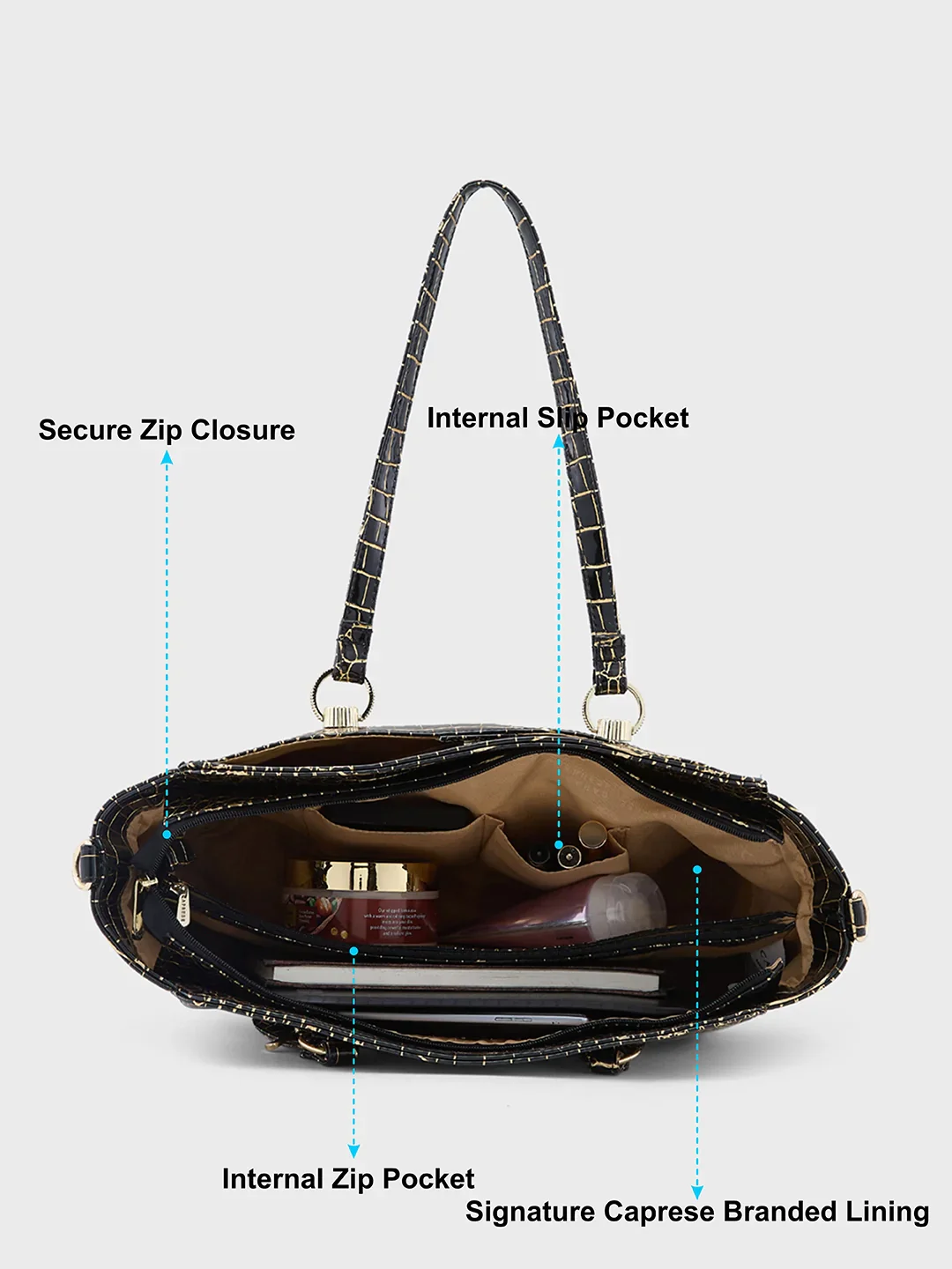 Caprese Miranda Large Black Satchel Bag - Image 7