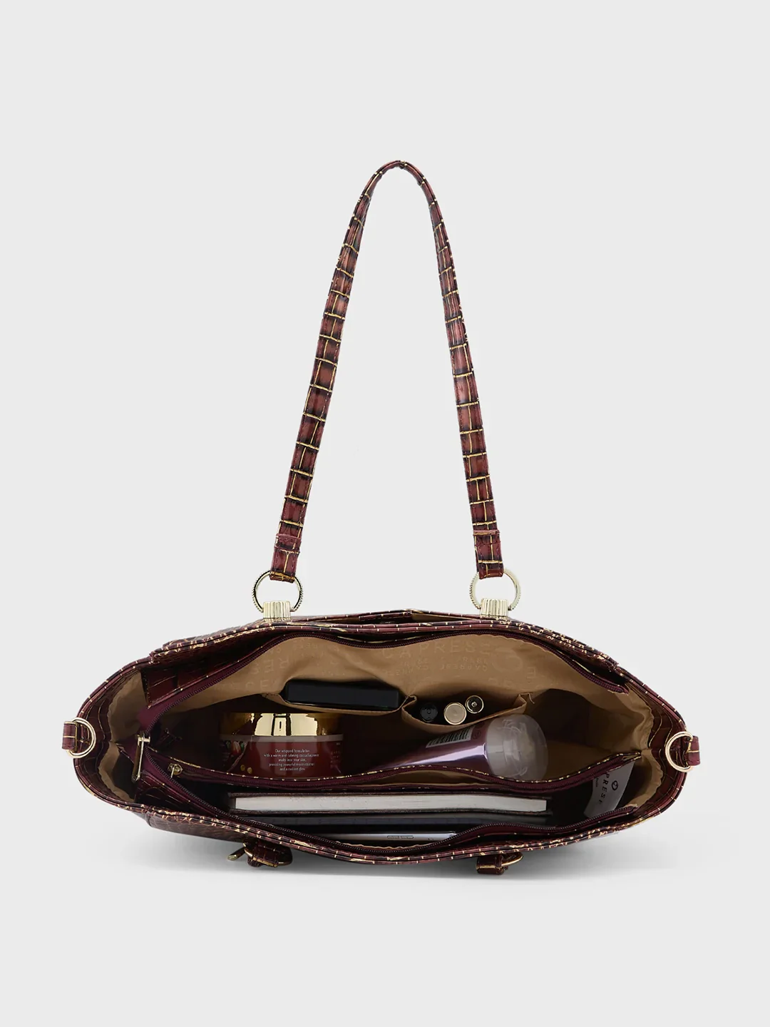 Caprese Miranda Large Croco Burgundy Satchel Bag - Image 8