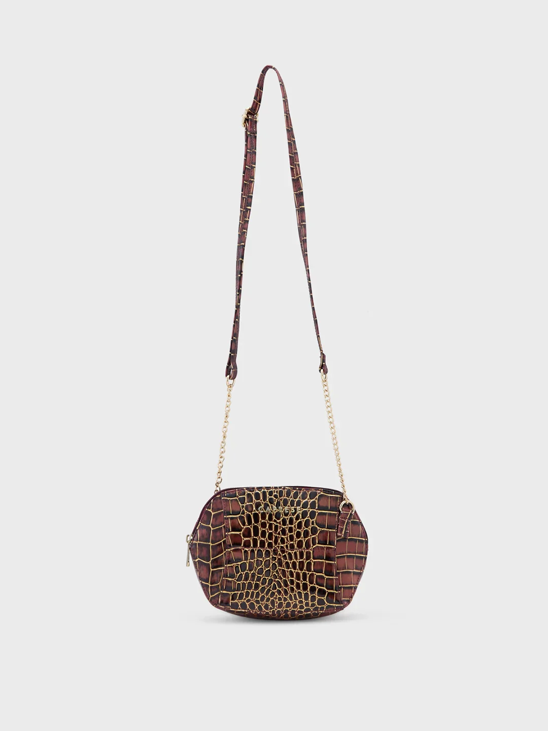 Caprese Miranda Small Croco Burgundy Sling Bag - Image 14