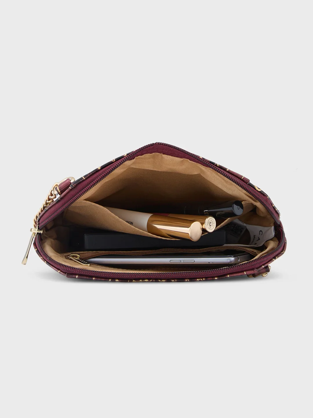 Caprese Miranda Small Croco Burgundy Sling Bag - Image 8