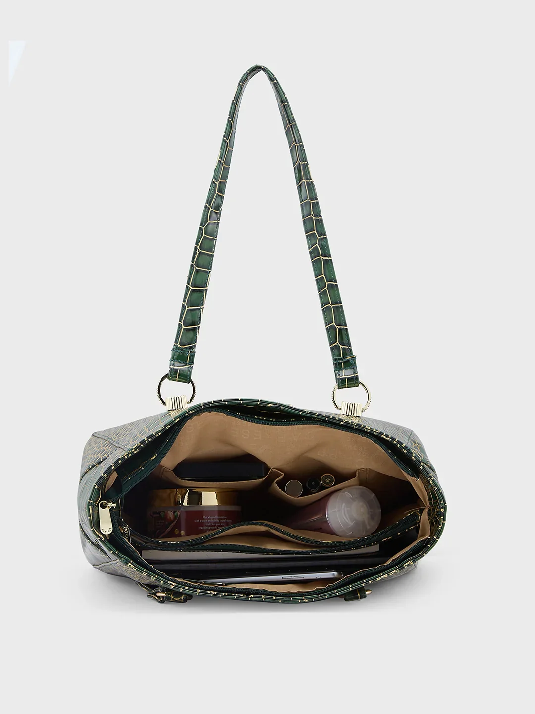 Caprese Miranda Large Croco Green Tote Bag - Image 8