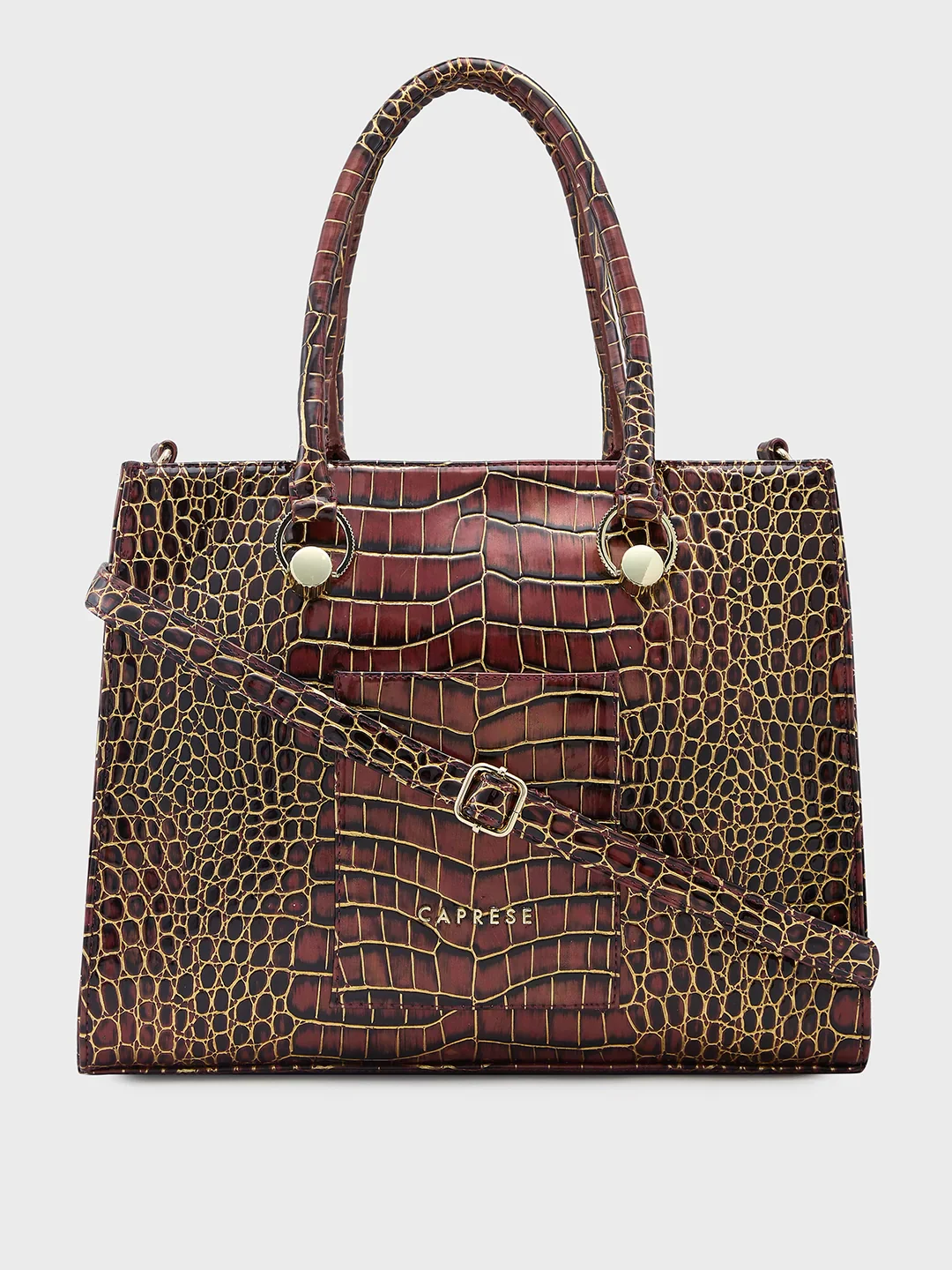 Caprese Miranda Medium Croco Burgundy Tote Bag - Image 14