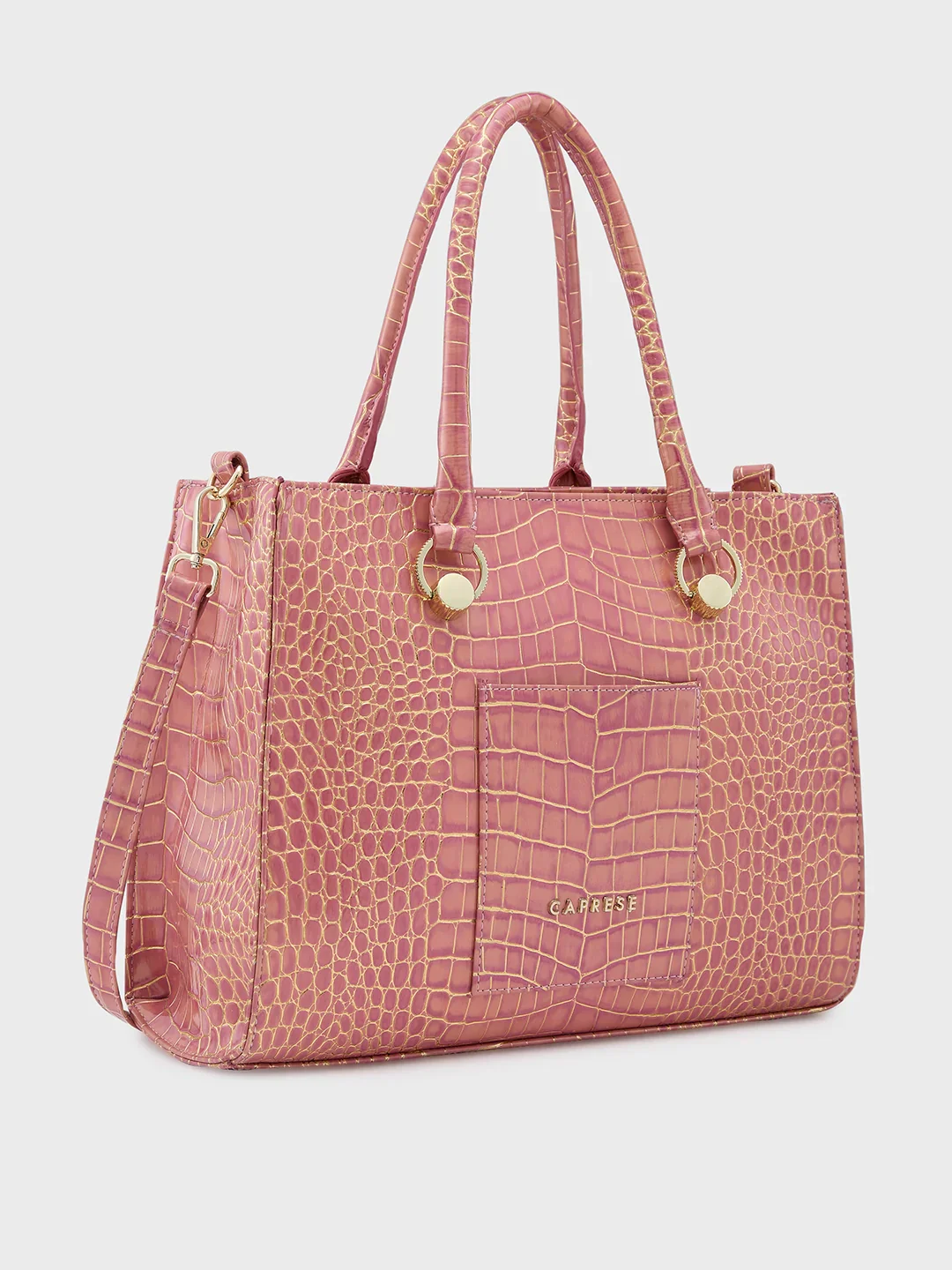 Caprese Miranda Medium Croco Pink Tote Bag - Image 4