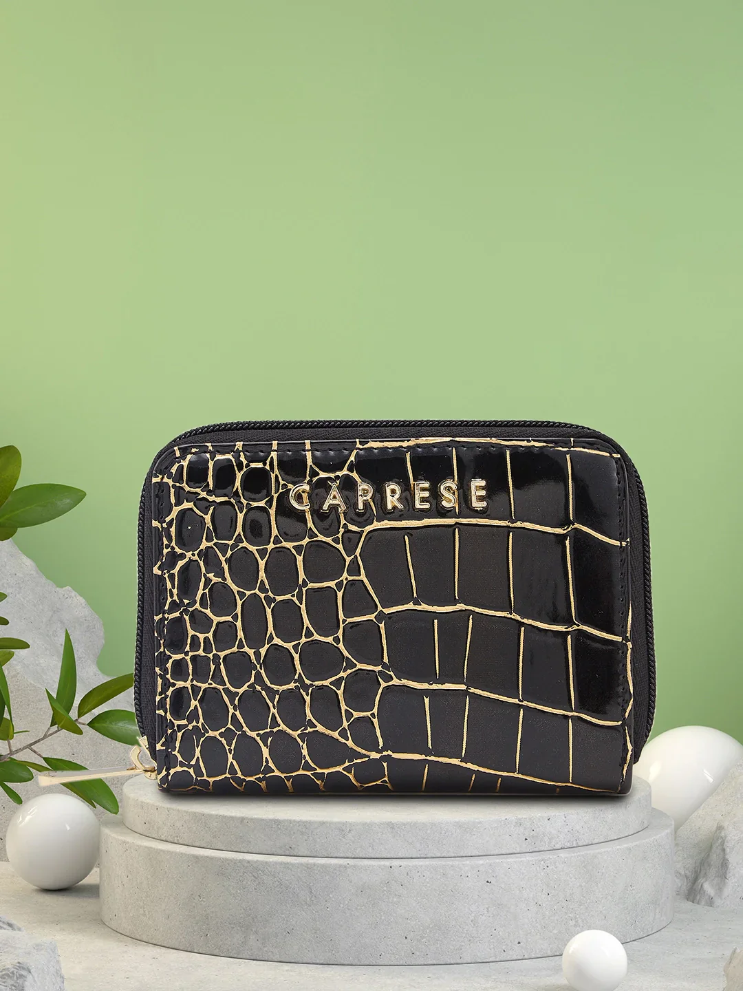 Caprese Miranda Small Croco Black Zip Around Wallet - Image 2