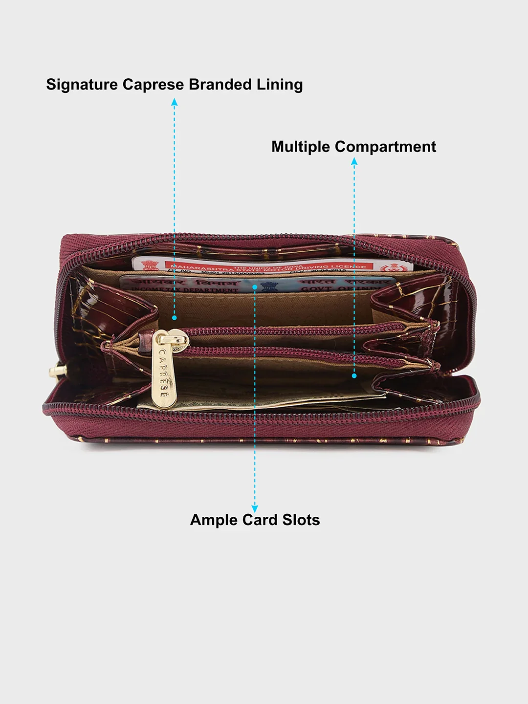 Caprese Miranda Small Burgundy Zip Around Wallet - Image 8
