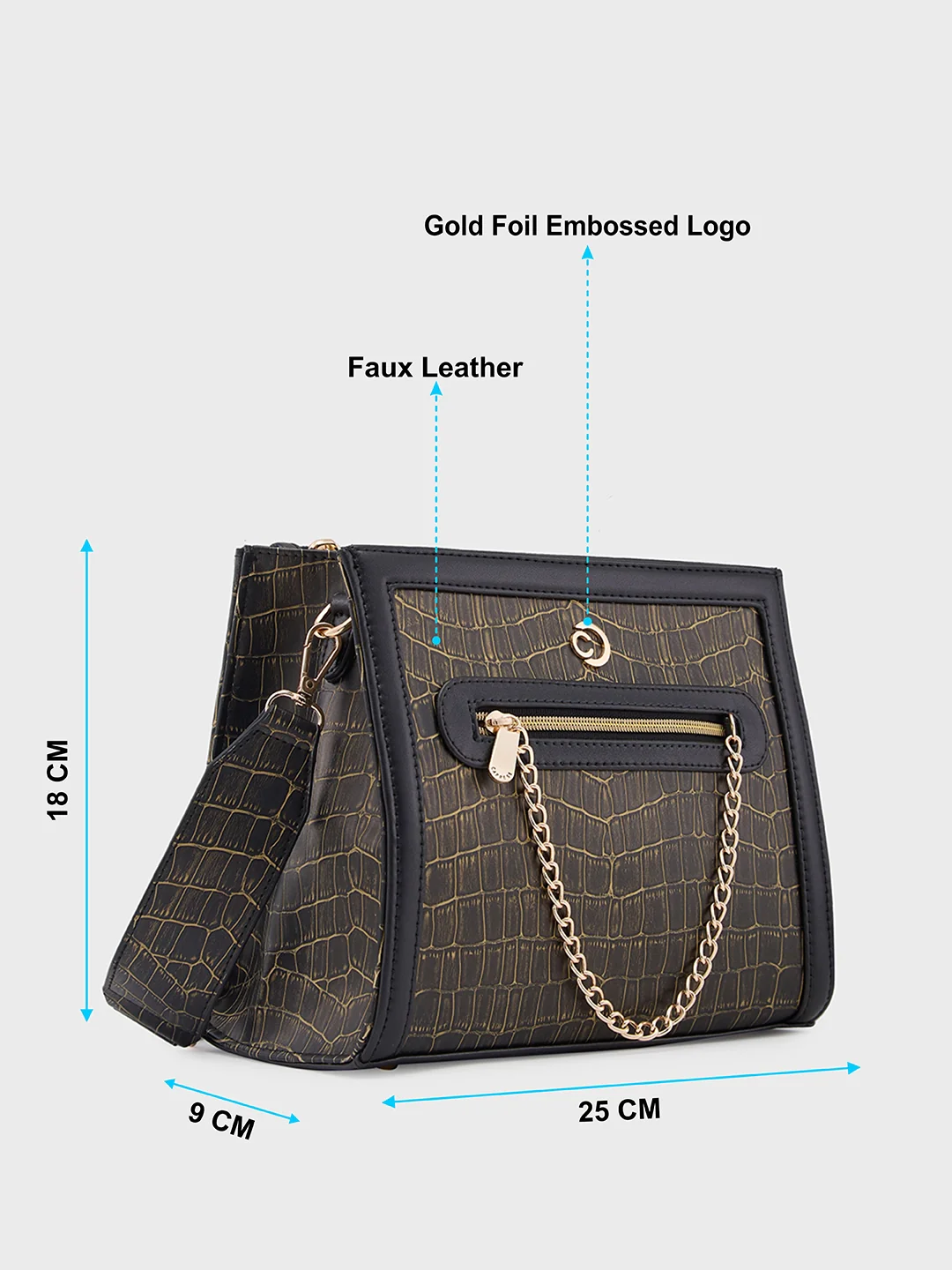 Caprese Mist Medium Black Crossbody Bag - Image 7