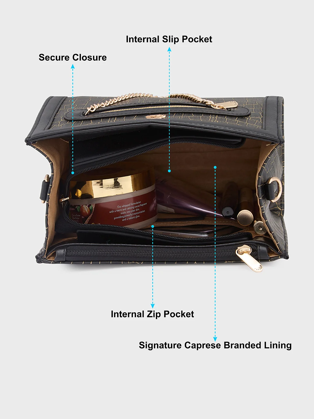 Caprese Mist Medium Black Crossbody Bag - Image 8