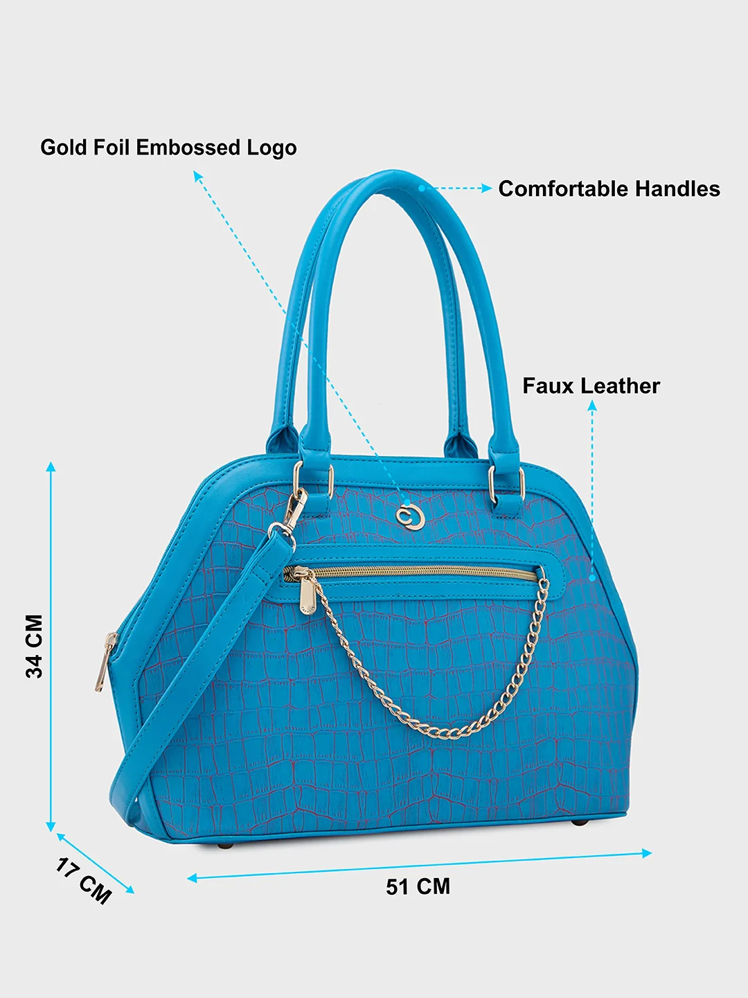 Caprese Mist Large Blue Satchel Bag - Image 7