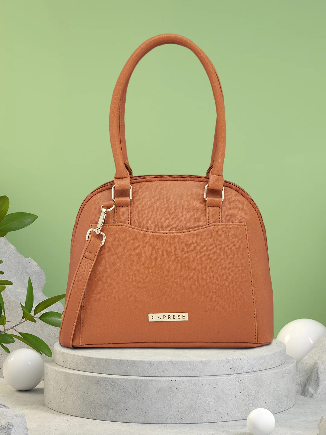 Caprese Montana Small Tan Satchel Bag - Image 2