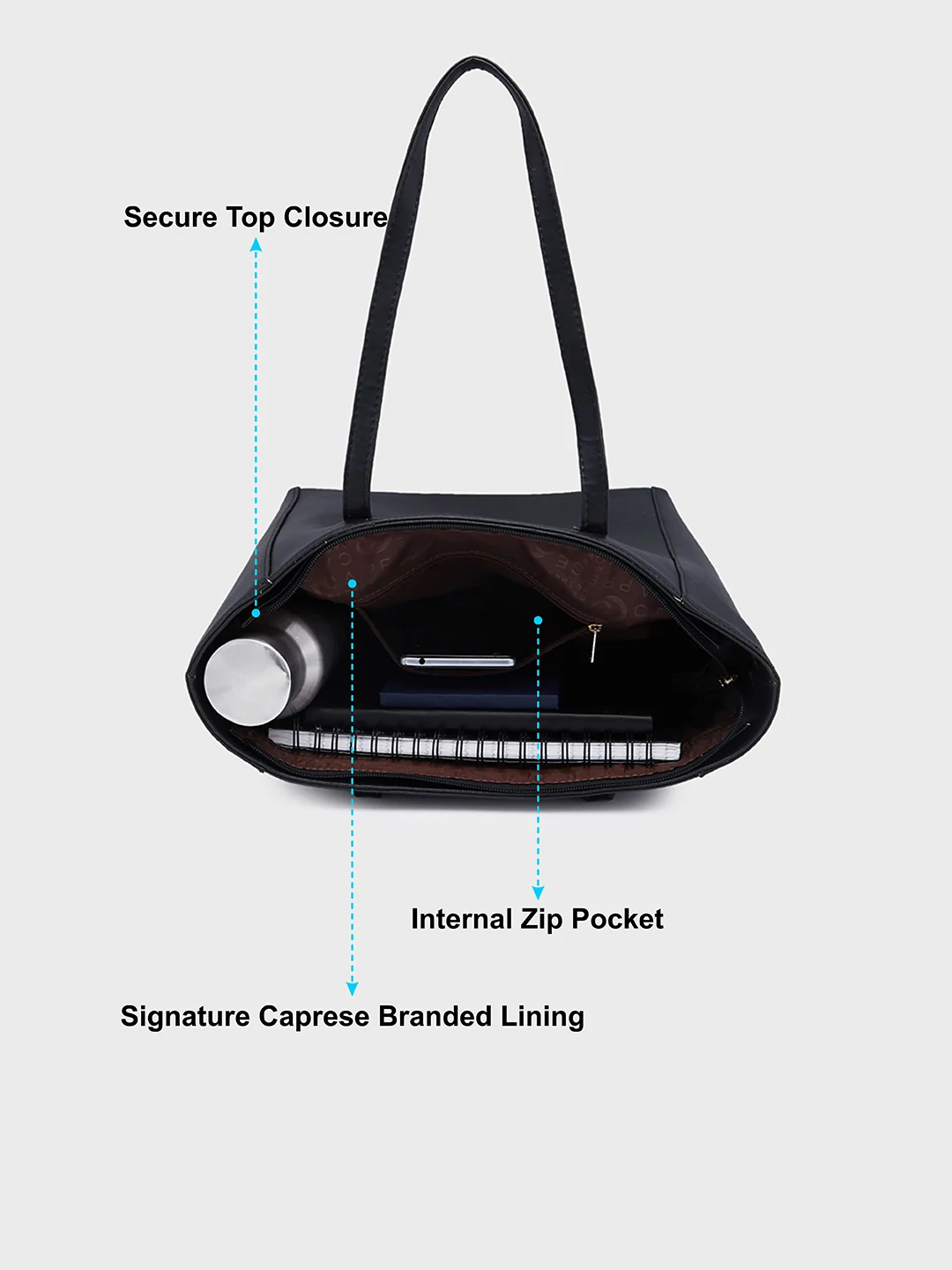Caprese Montana Small Black Tote Bag - Image 8