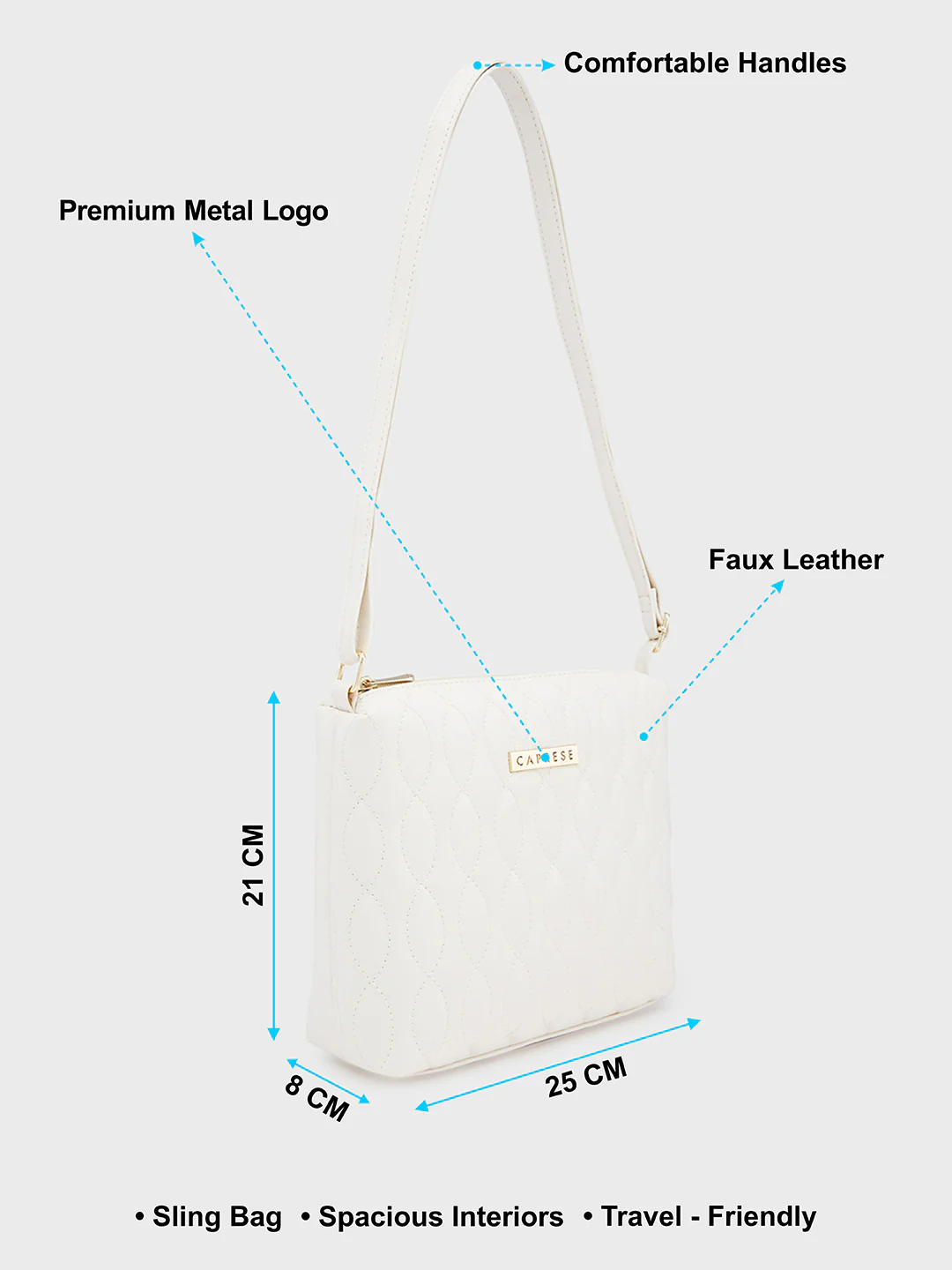 Caprese Mubi Medium Off White Sling Bag - Image 7