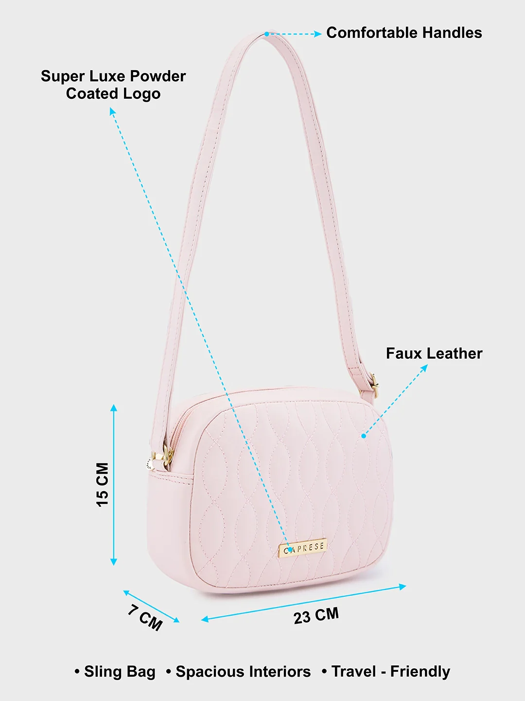 Caprese Mubi Small Blush Sling Bag - Image 4