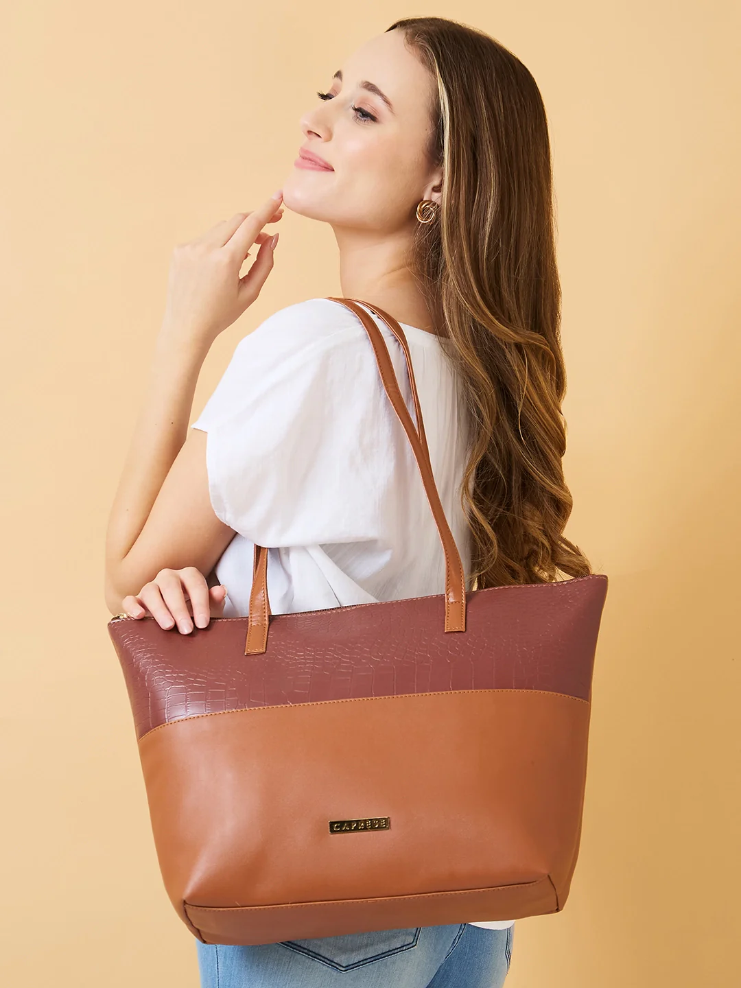 Caprese Natasha Large Brown Tote Bag - Image 4