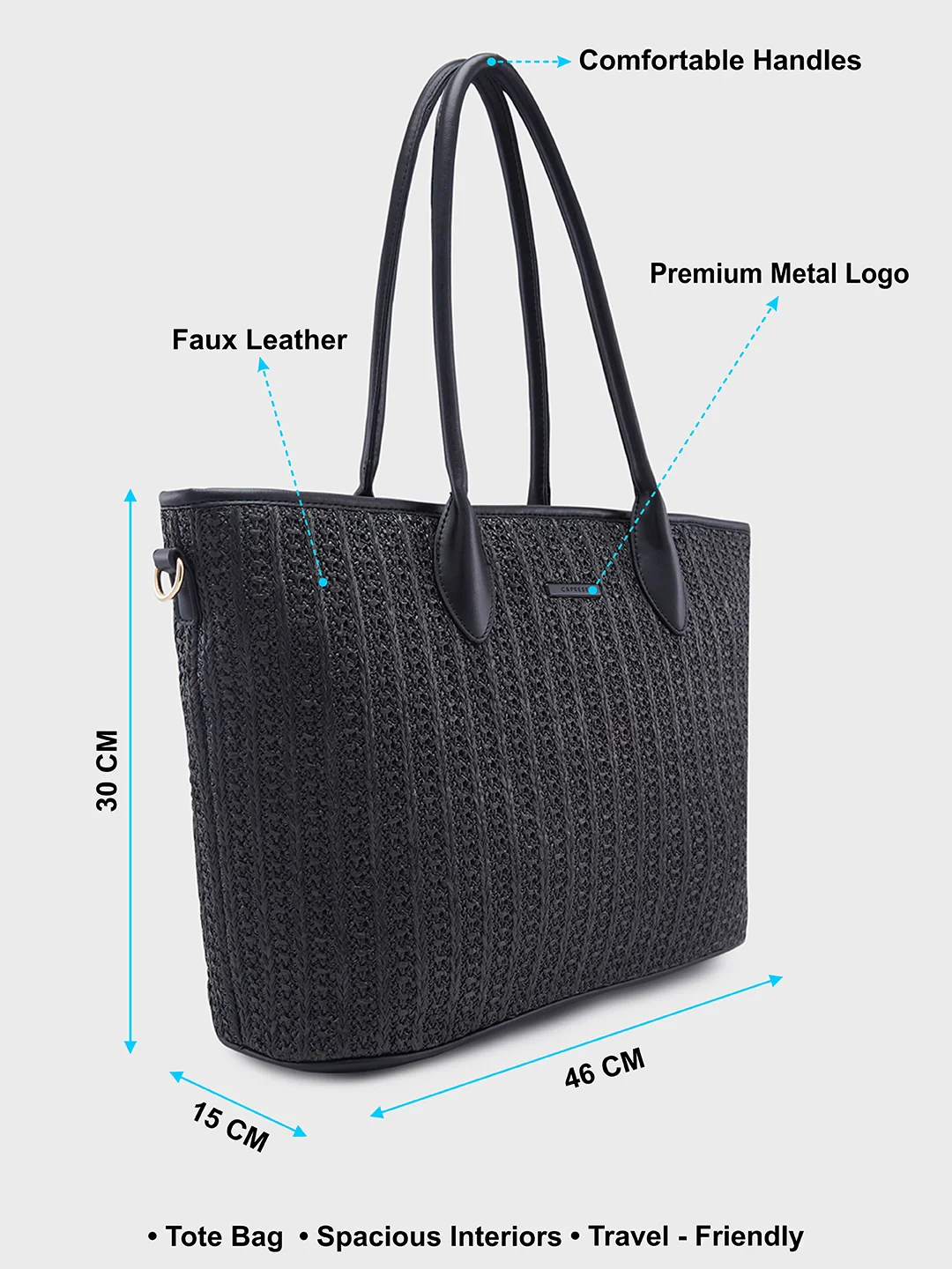 Caprese Neo Large Black Tote Bag - Image 7