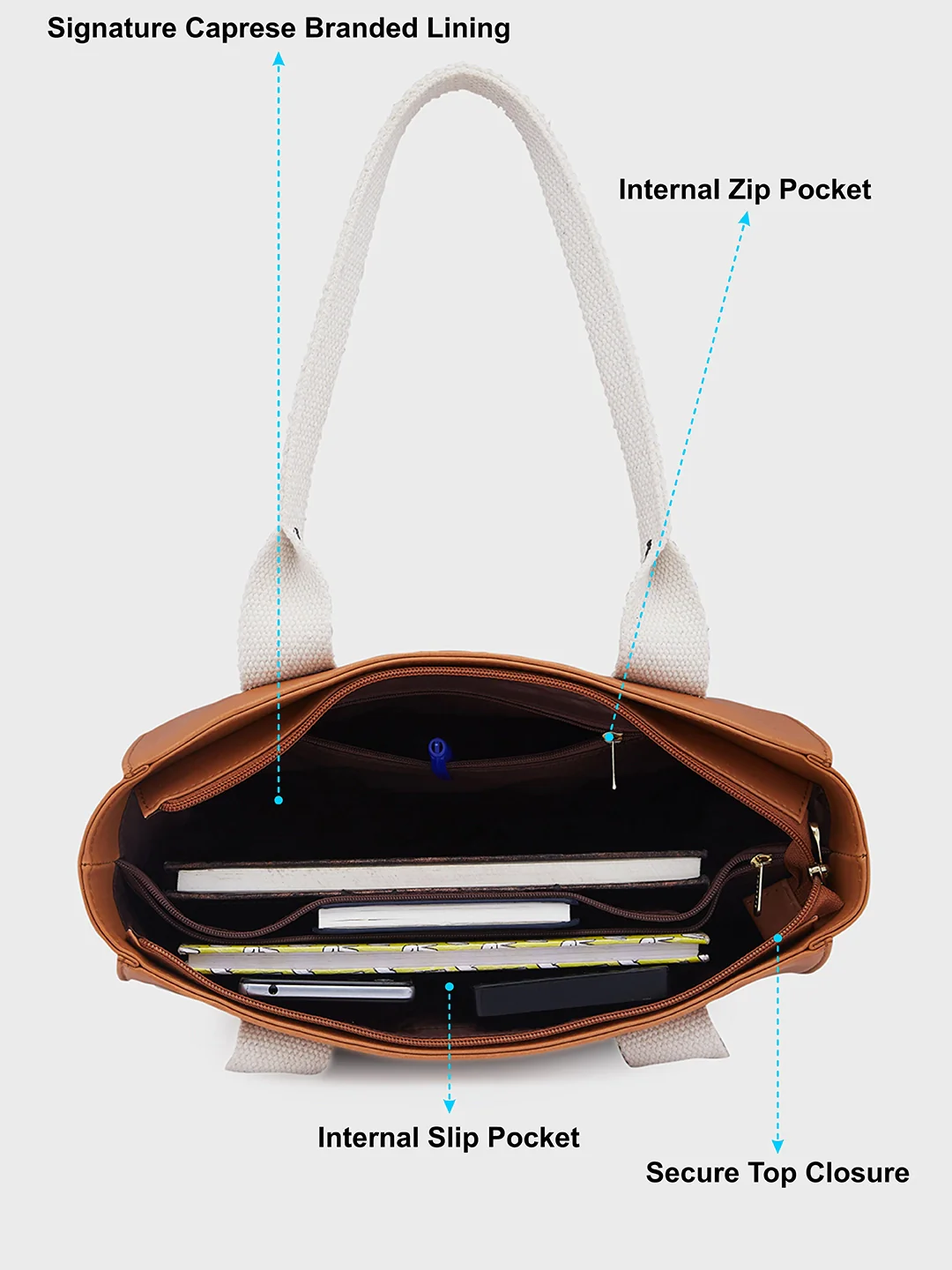 Caprese Nick Small Tan Tote Bag - Image 4