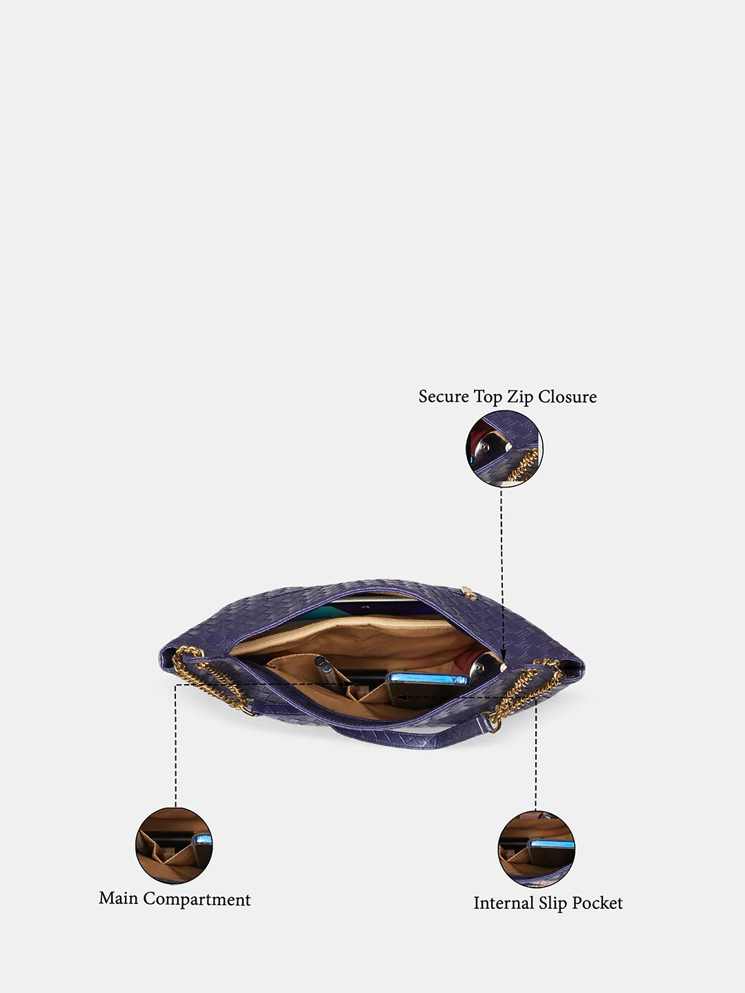 Caprese Nikita Medium Navy Hobo Bag - Image 4