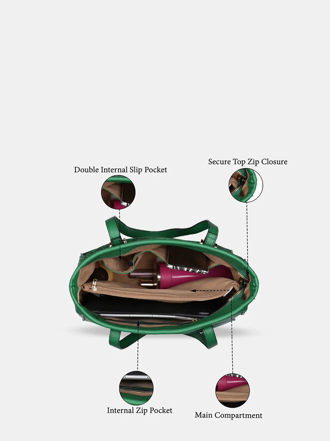 Caprese Nora Large Green Tote Bag - Image 4