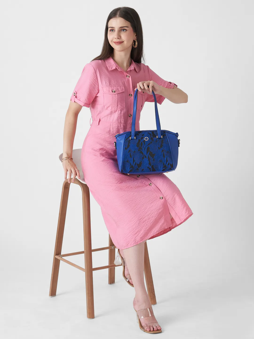 Caprese Nora Medium Blue Satchel Bag - Image 7