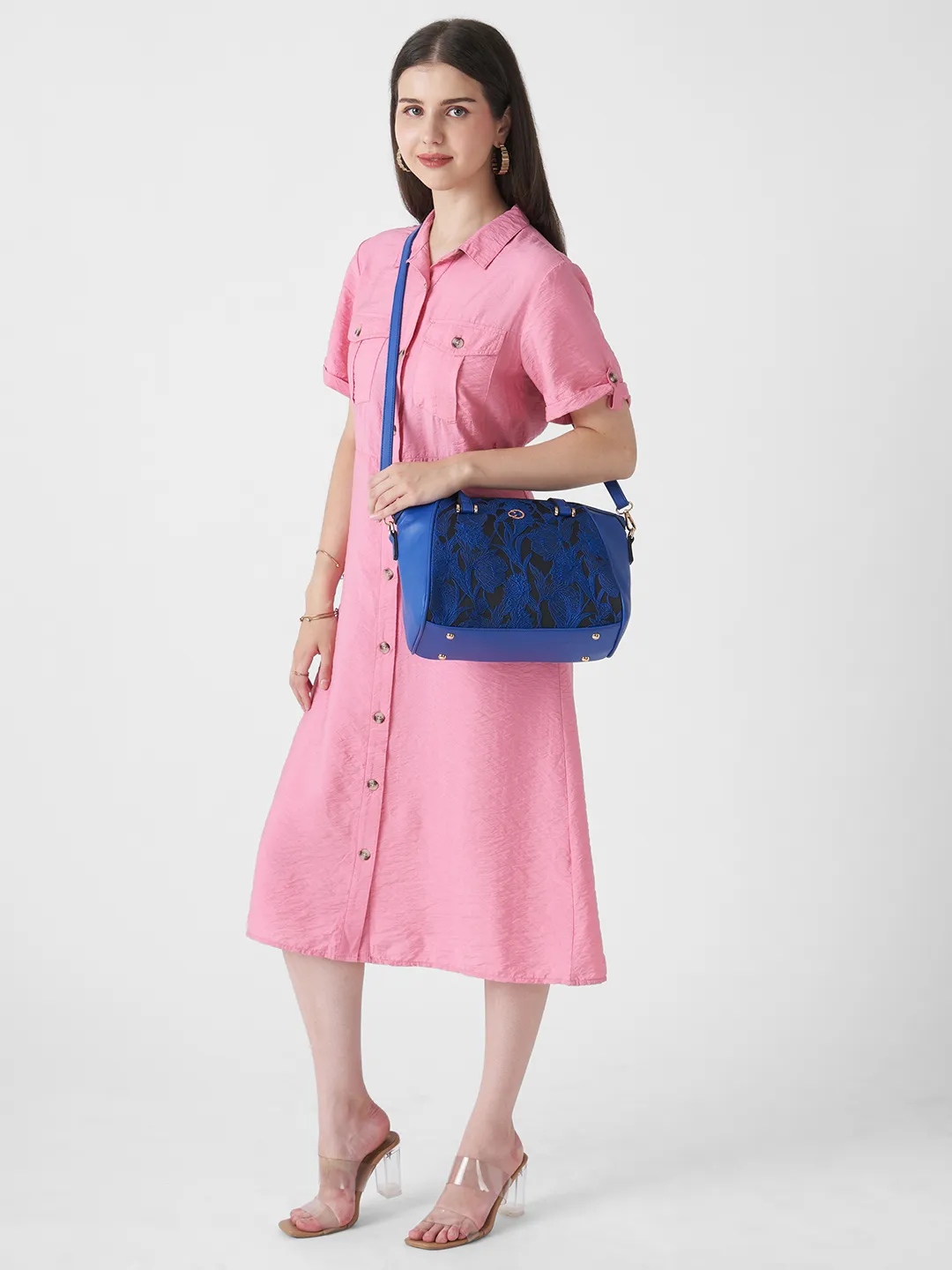 Caprese Nora Medium Blue Satchel Bag - Image 8