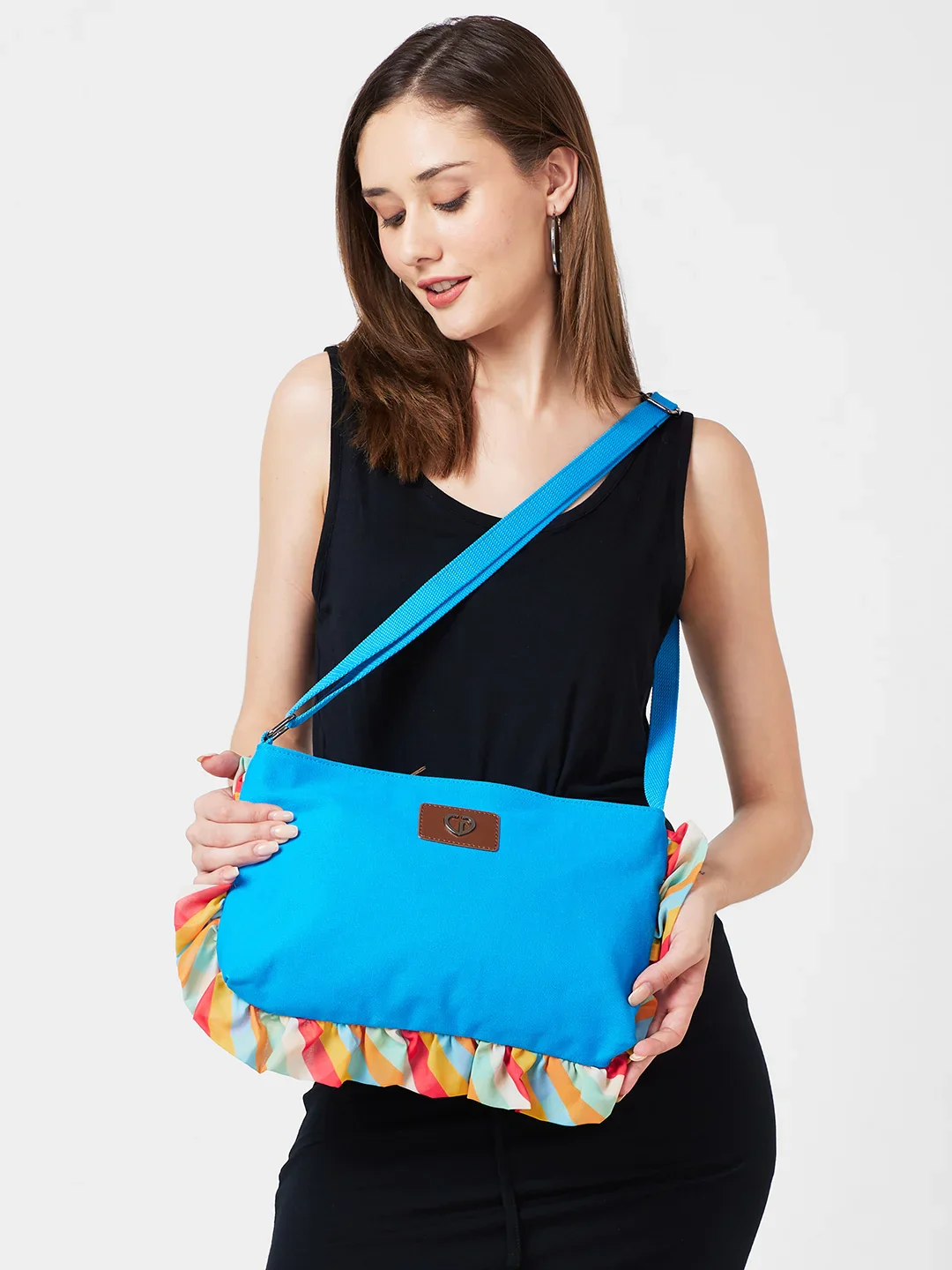 Caprese Oakley Medium Turquoise Sling Bag - Image 3