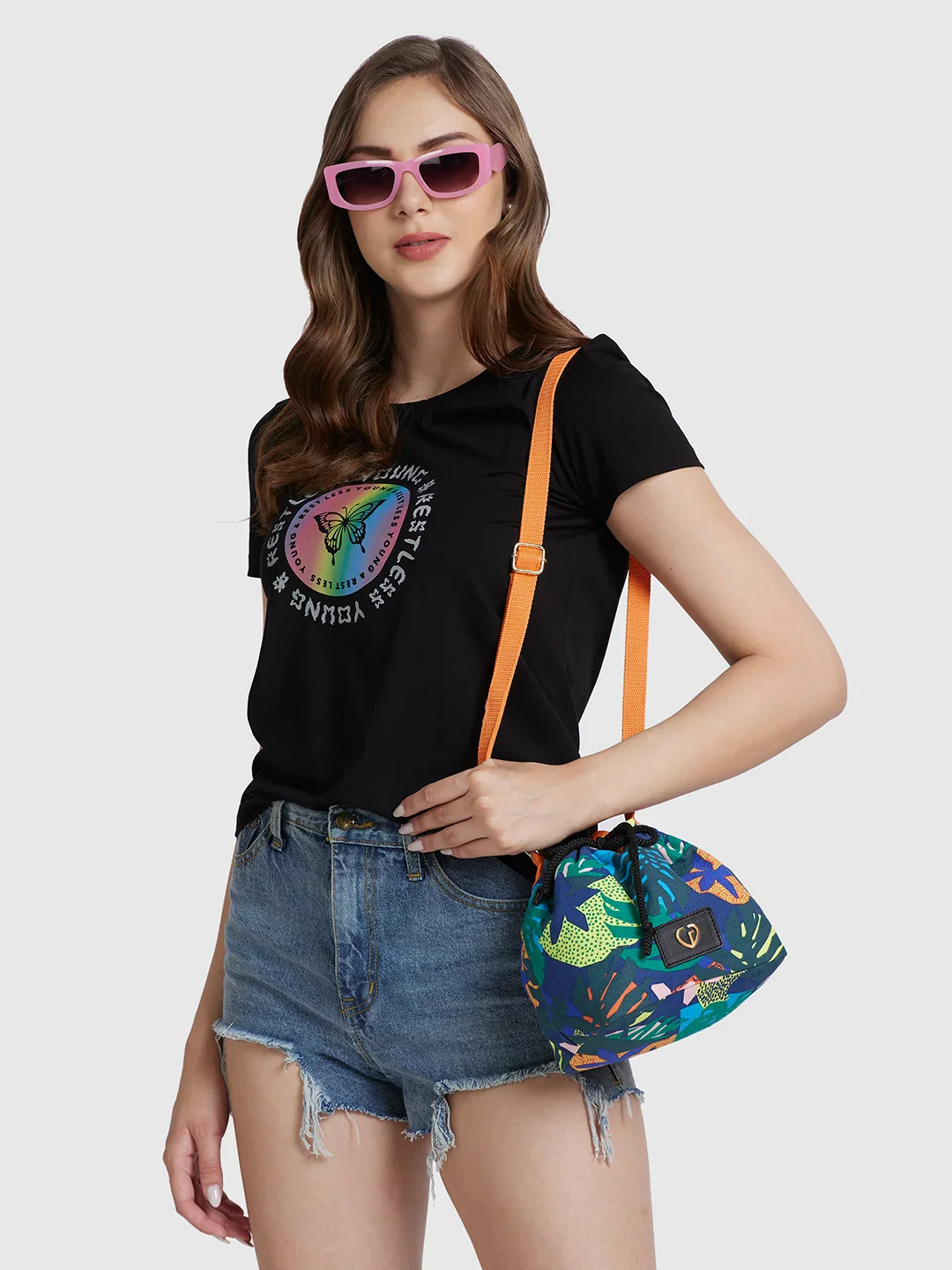 Caprese Octavia Small Indigo Drawstring Sling Bag - Image 3