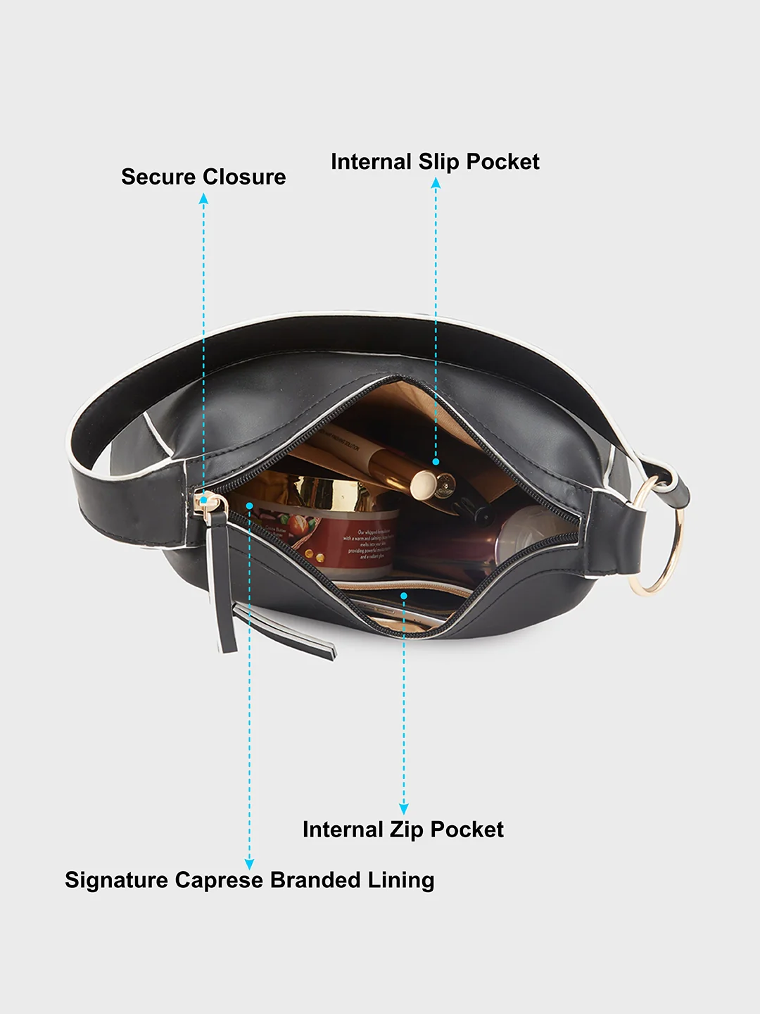 Caprese Olbia Medium Black Hobo Bag - Image 8