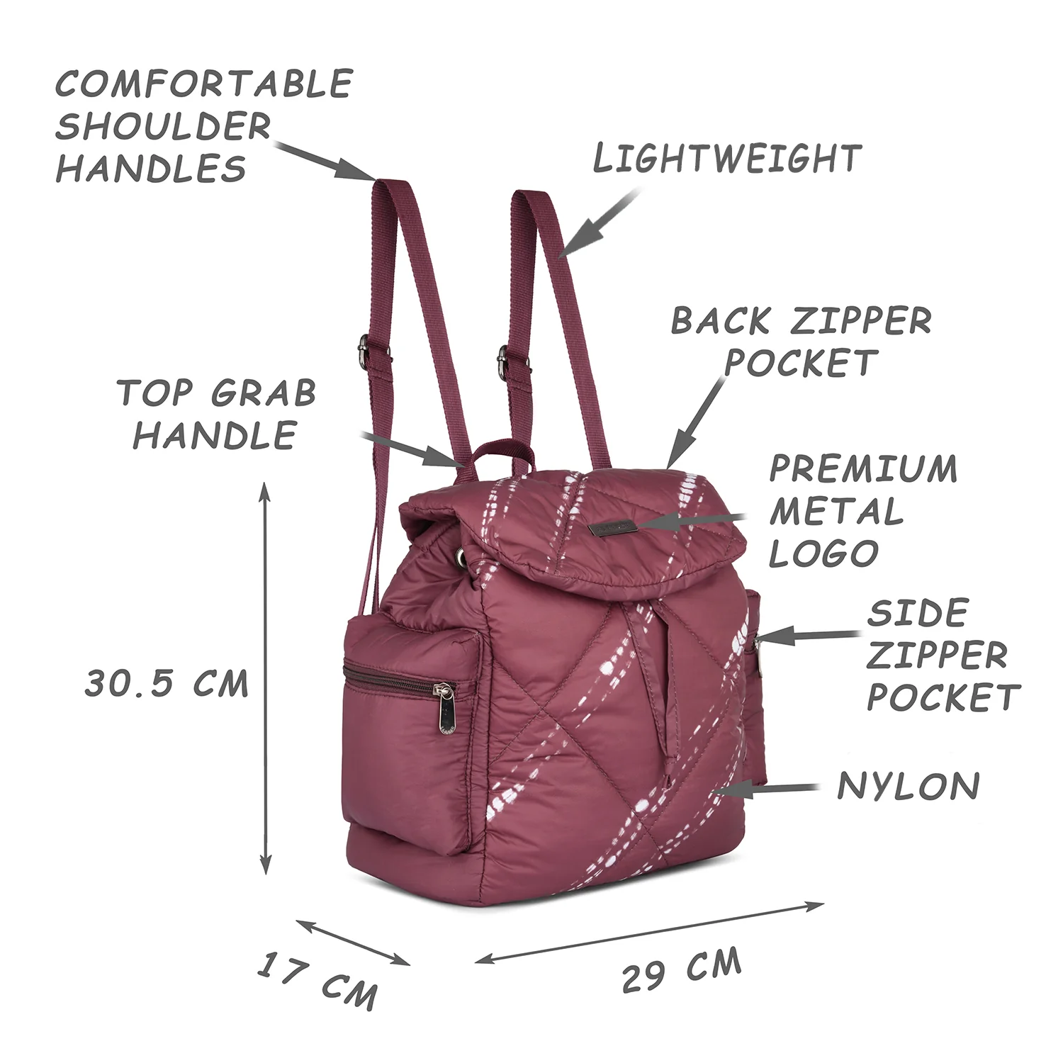Caprese Olive Medium Maroon Backpack - Image 8