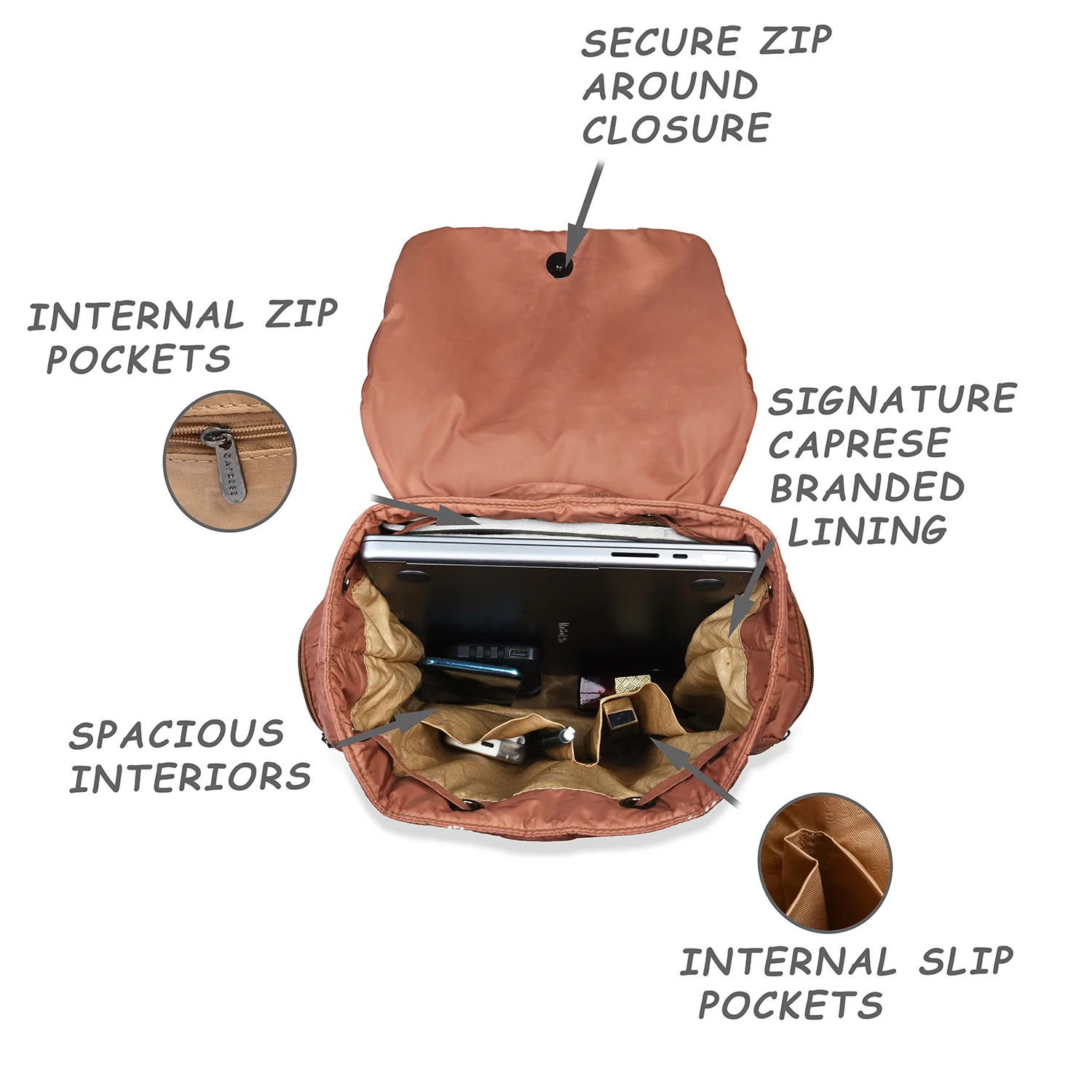 Caprese Olive Medium Tan Backpack - Image 8