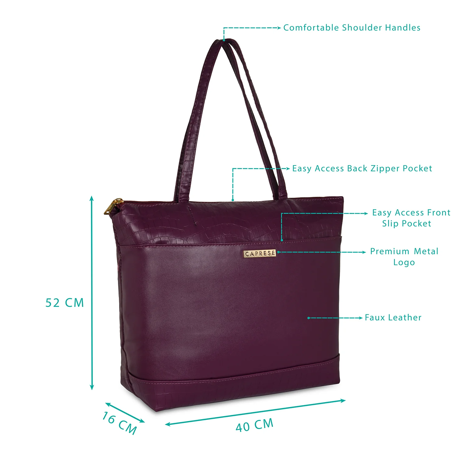 Caprese Ollie Large Plum Tote Bag - Image 3